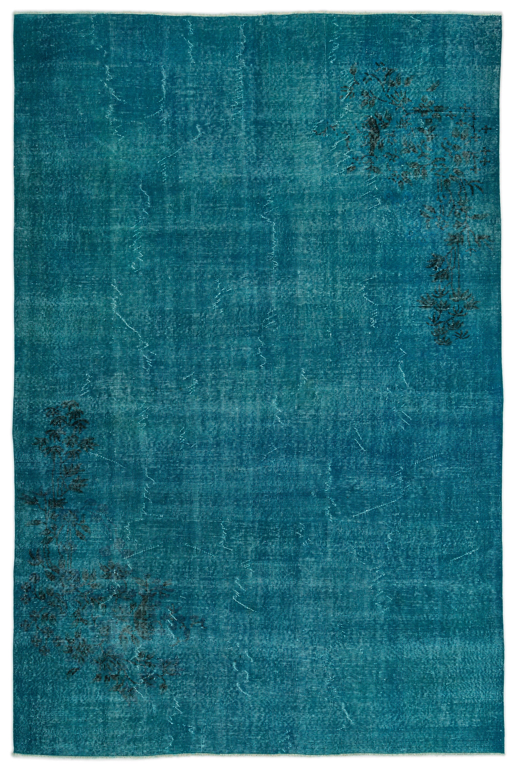 Turquoise Over Dyed Vintage Rug 6'9'' x 10'4'' ft 205 x 316 cm