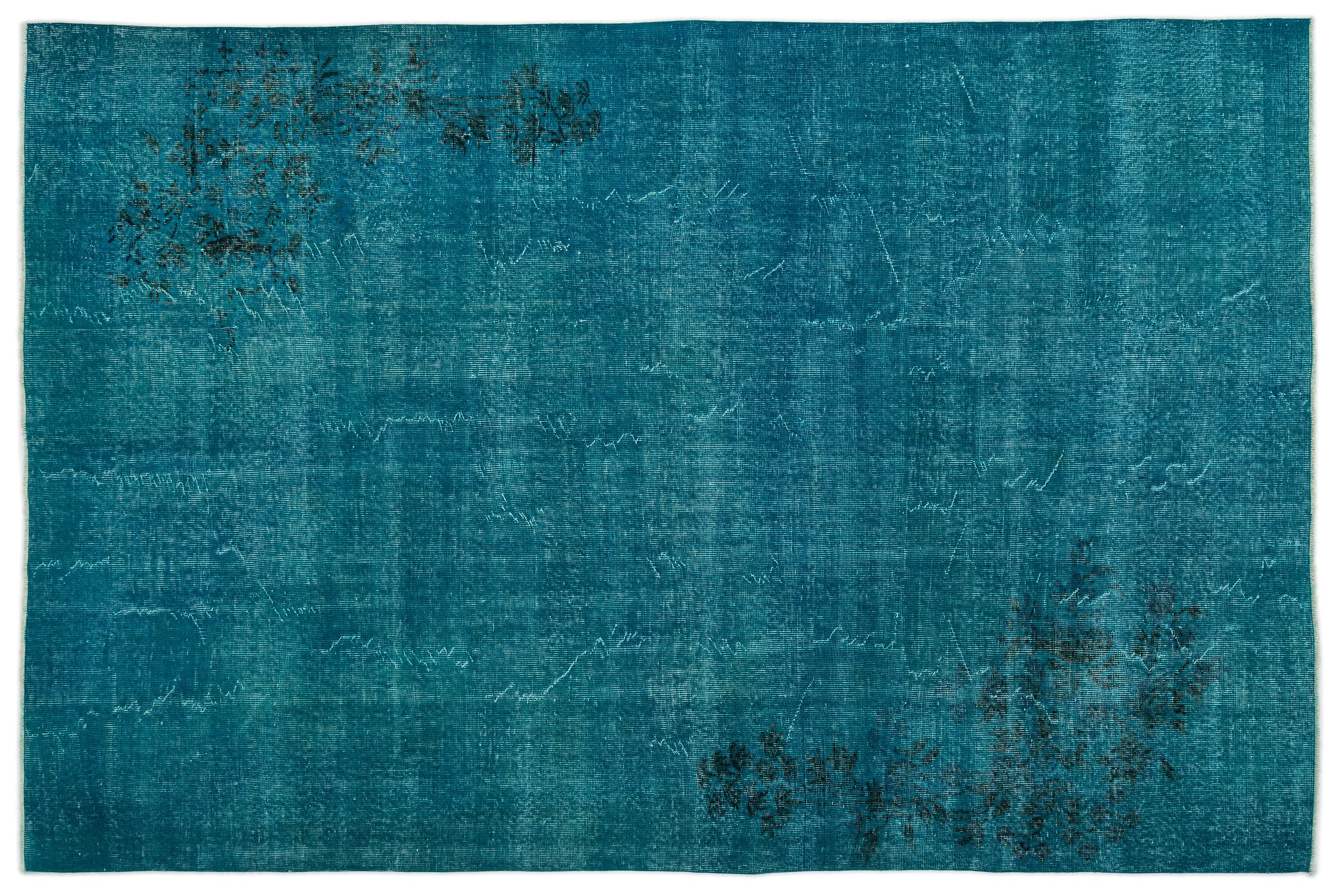 Turquoise Over Dyed Vintage Rug 6'9'' x 10'4'' ft 205 x 316 cm