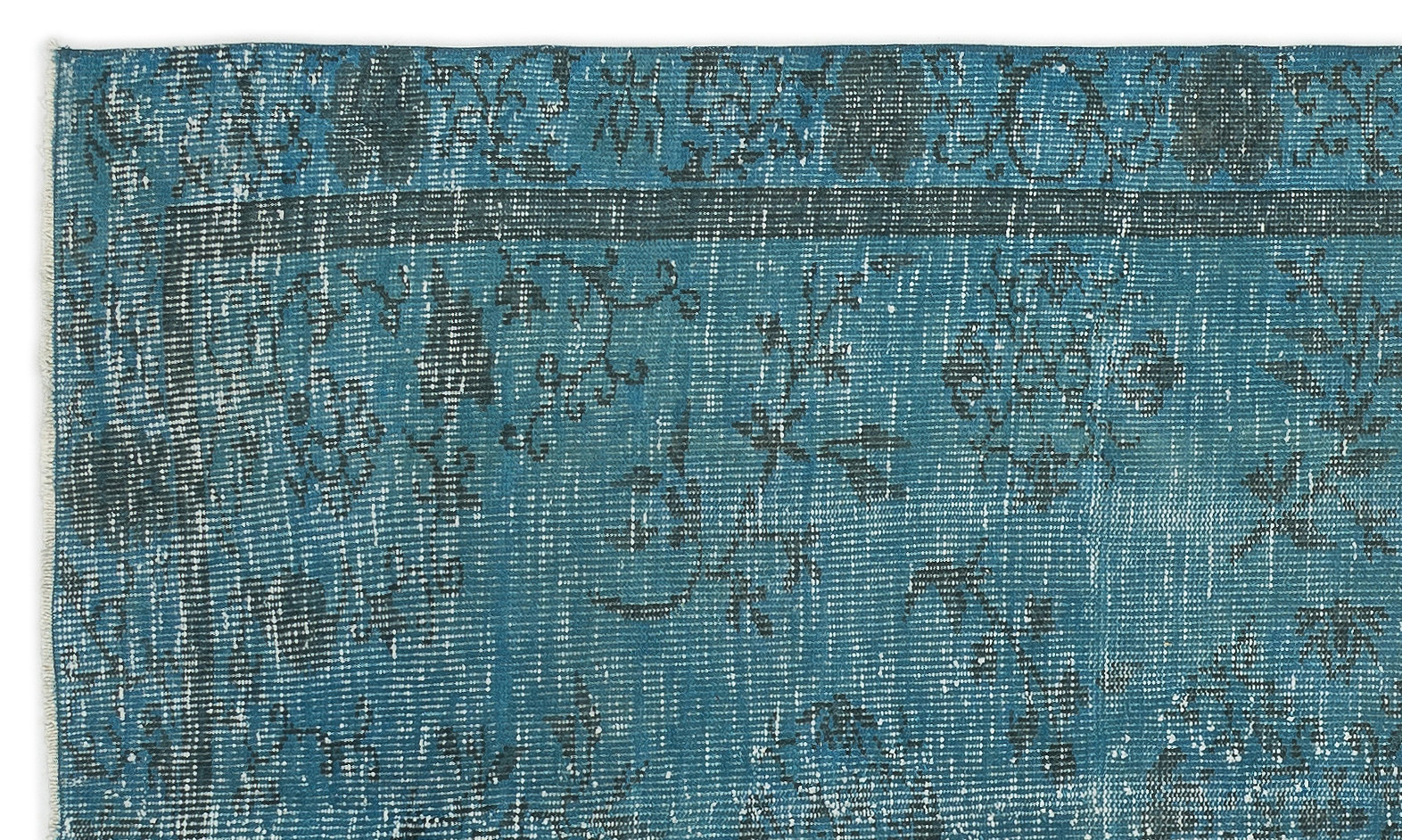 Turquoise Over Dyed Vintage Rug 4'4'' x 7'8'' ft 131 x 233 cm