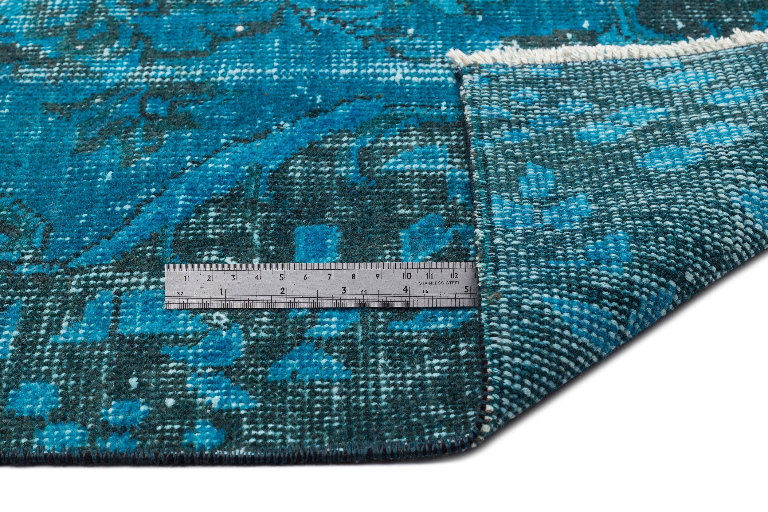 Turquoise Over Dyed Vintage Rug 6'6'' x 10'9'' ft 199 x 328 cm