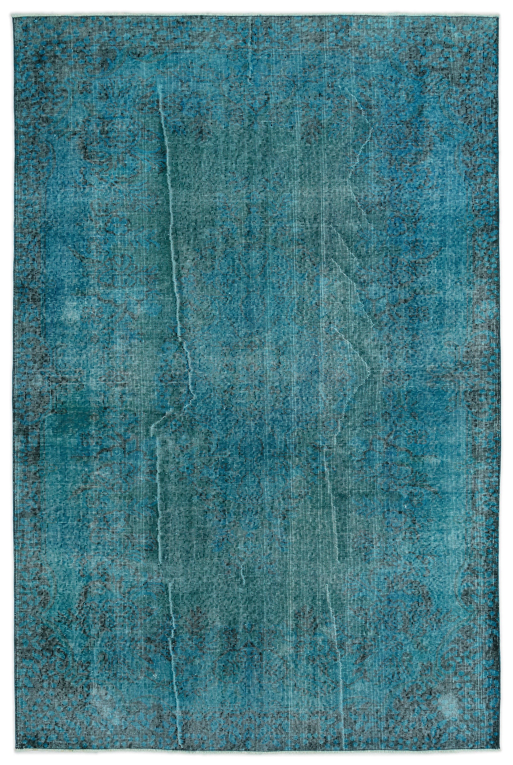 Turquoise Over Dyed Vintage Rug 5'7'' x 8'7'' ft 169 x 262 cm