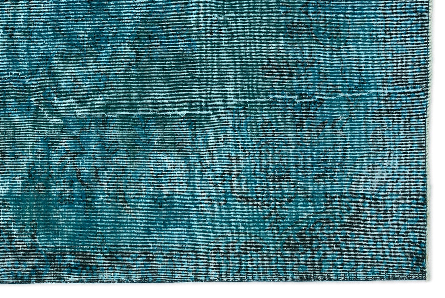 Turquoise Over Dyed Vintage Rug 5'7'' x 8'7'' ft 169 x 262 cm