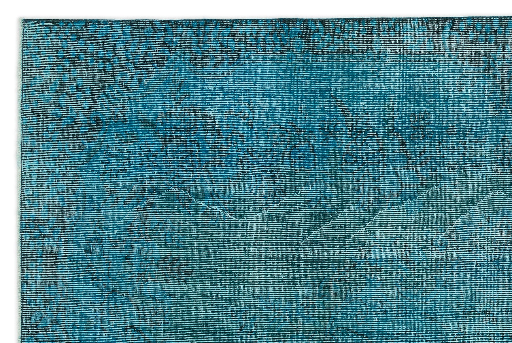 Turquoise Over Dyed Vintage Rug 5'7'' x 8'7'' ft 169 x 262 cm