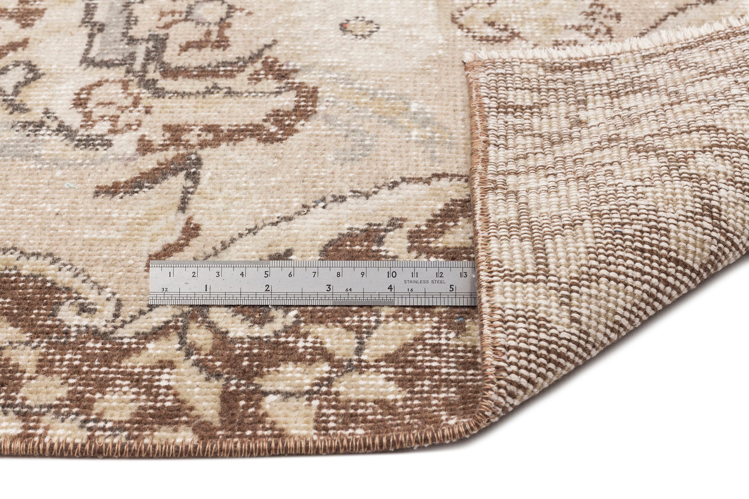Beige Over Dyed Vintage Rug 5'6'' x 8'8'' ft 167 x 263 cm