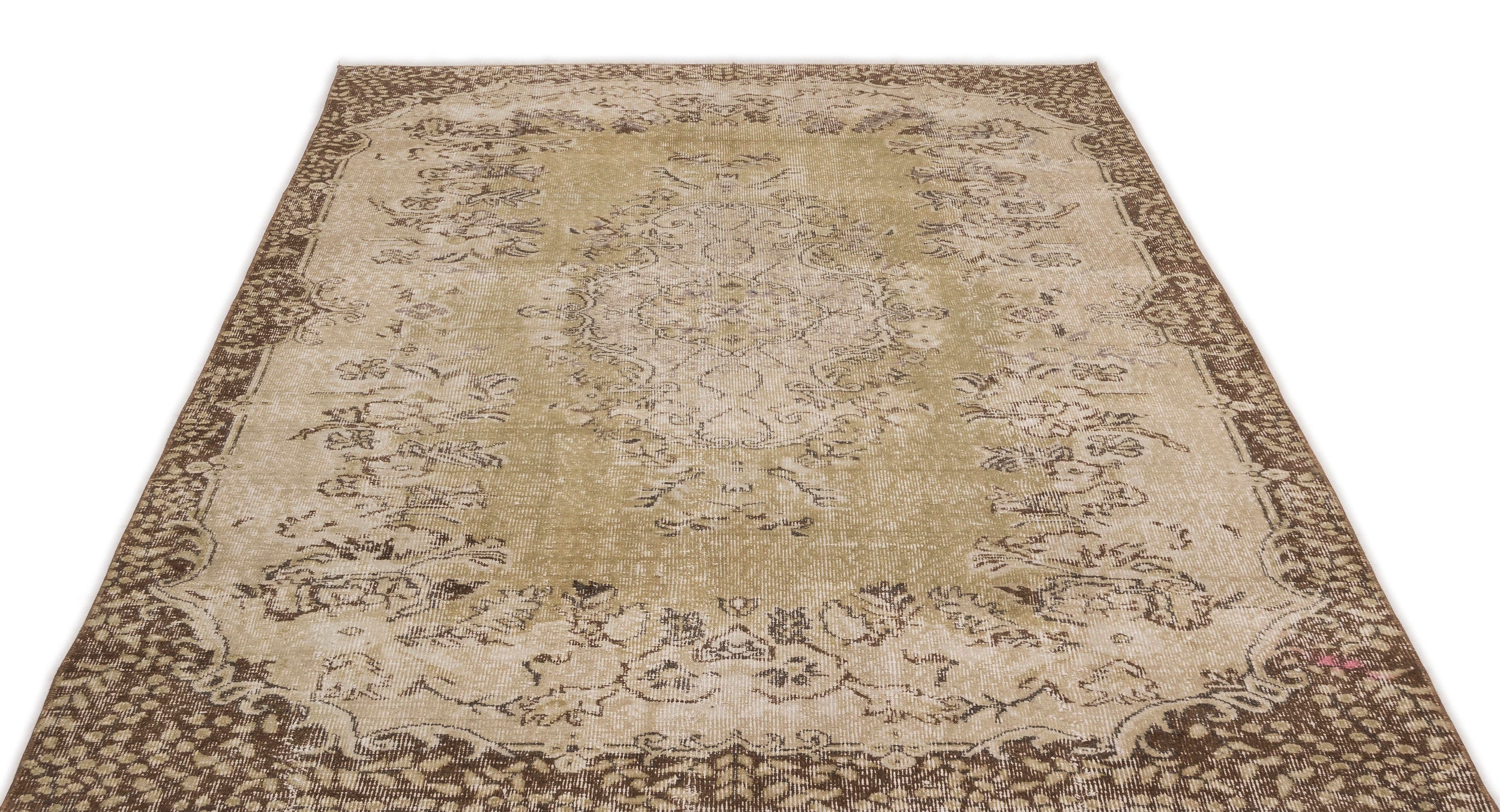 Beige Over Dyed Vintage Rug 5'6'' x 8'8'' ft 167 x 263 cm