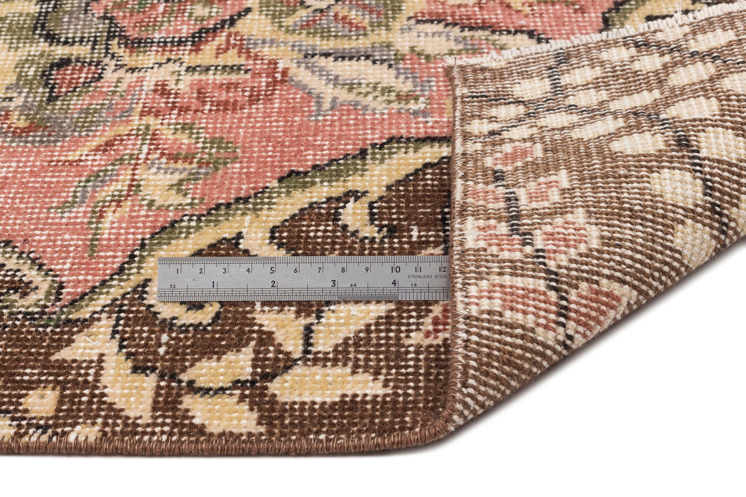 Beige Over Dyed Vintage Rug 5'9'' x 9'7'' ft 175 x 291 cm