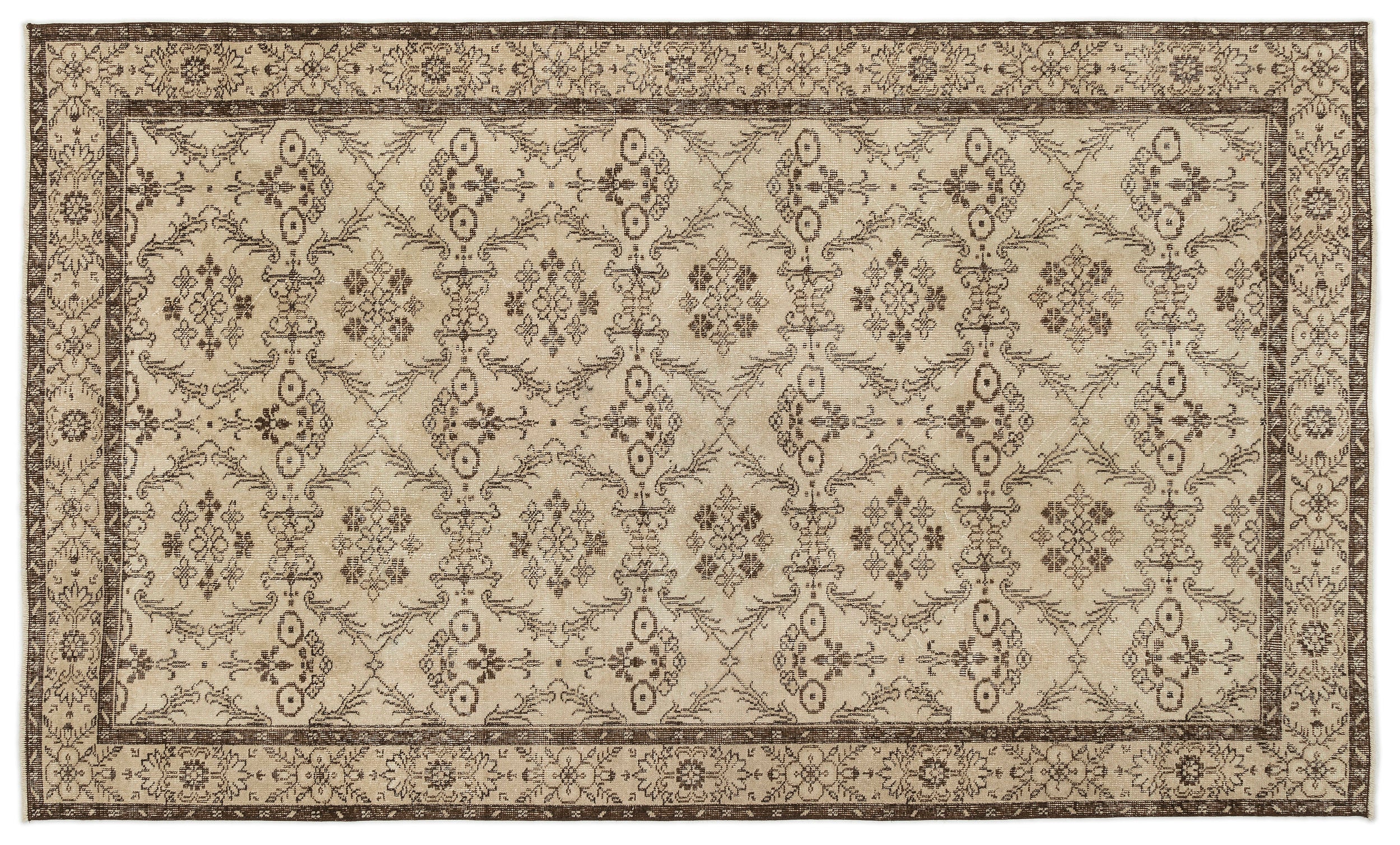 Beige Over Dyed Vintage Rug 5'5'' x 8'10'' ft 165 x 268 cm