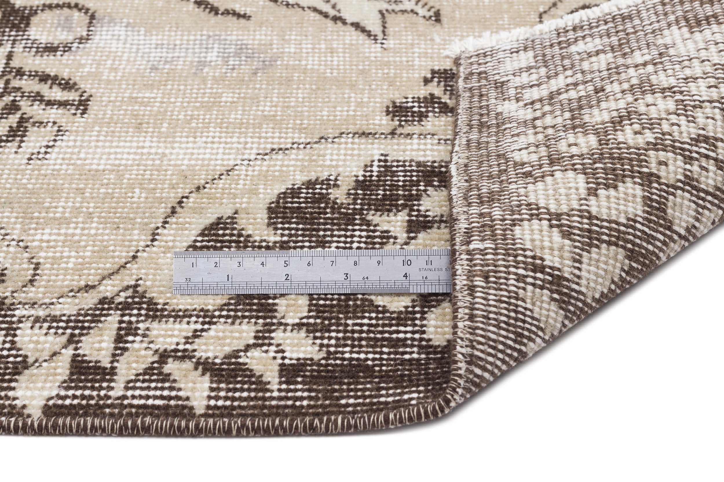 Beige Over Dyed Vintage Rug 5'5'' x 8'9'' ft 165 x 266 cm