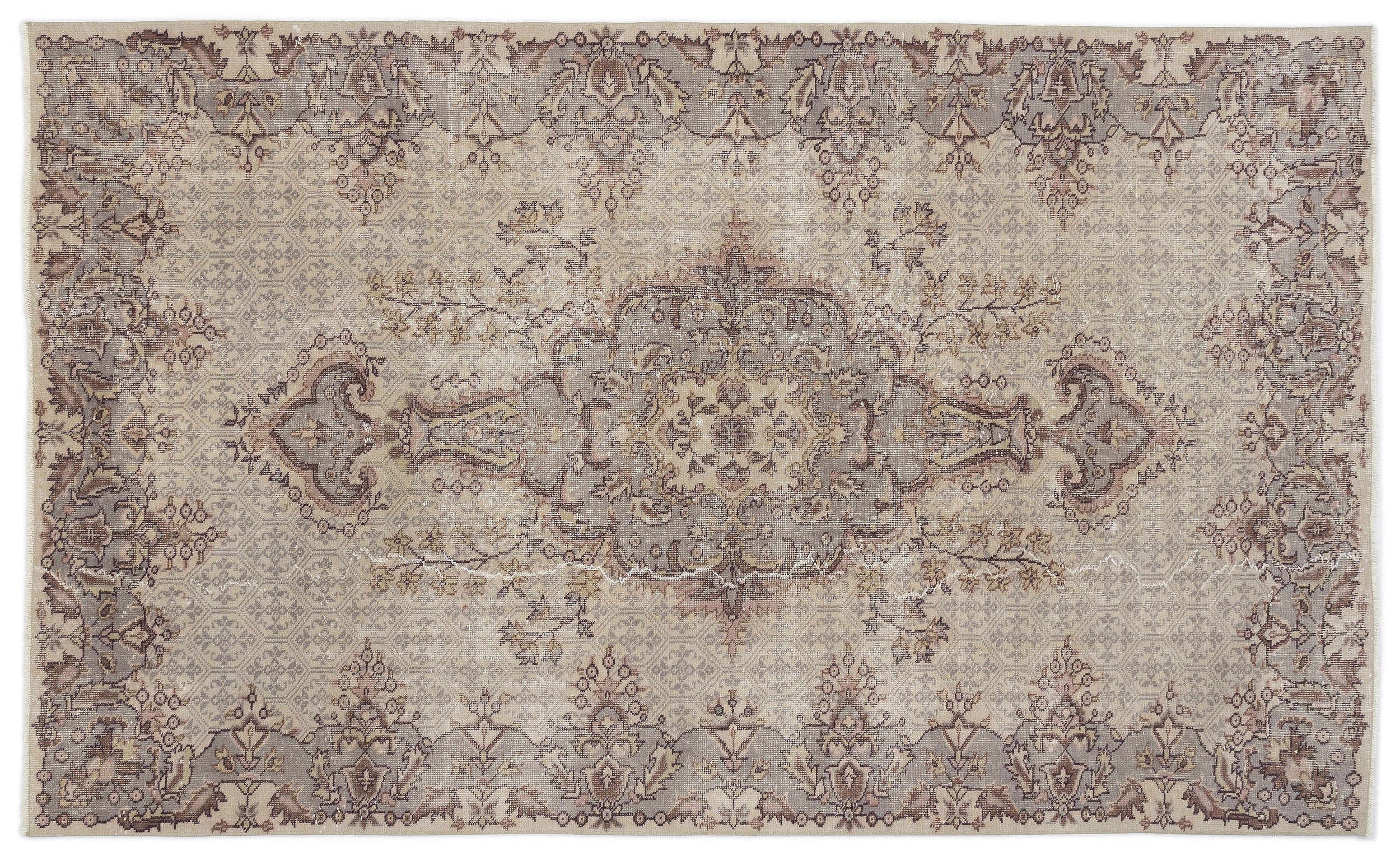 Naturel Over Dyed Vintage Rug 5'3'' x 8'10'' ft 160 x 268 cm