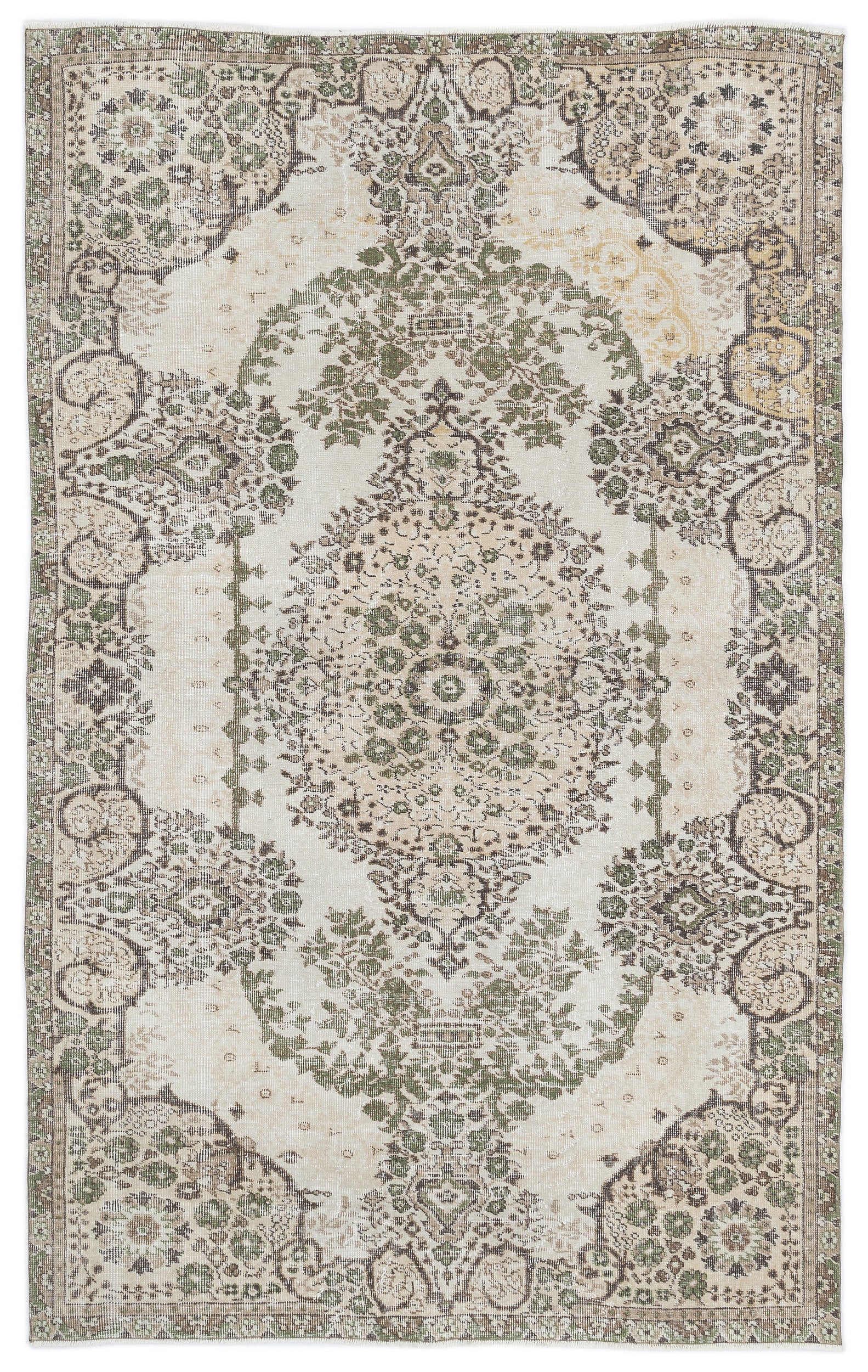 Beige Over Dyed Vintage Rug 5'5'' x 8'7'' ft 165 x 262 cm