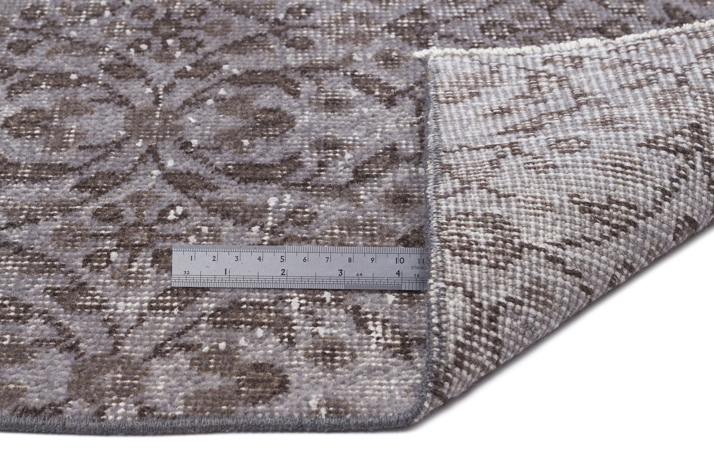 Gray Over Dyed Vintage Rug 4'10'' x 8'6'' ft 147 x 258 cm