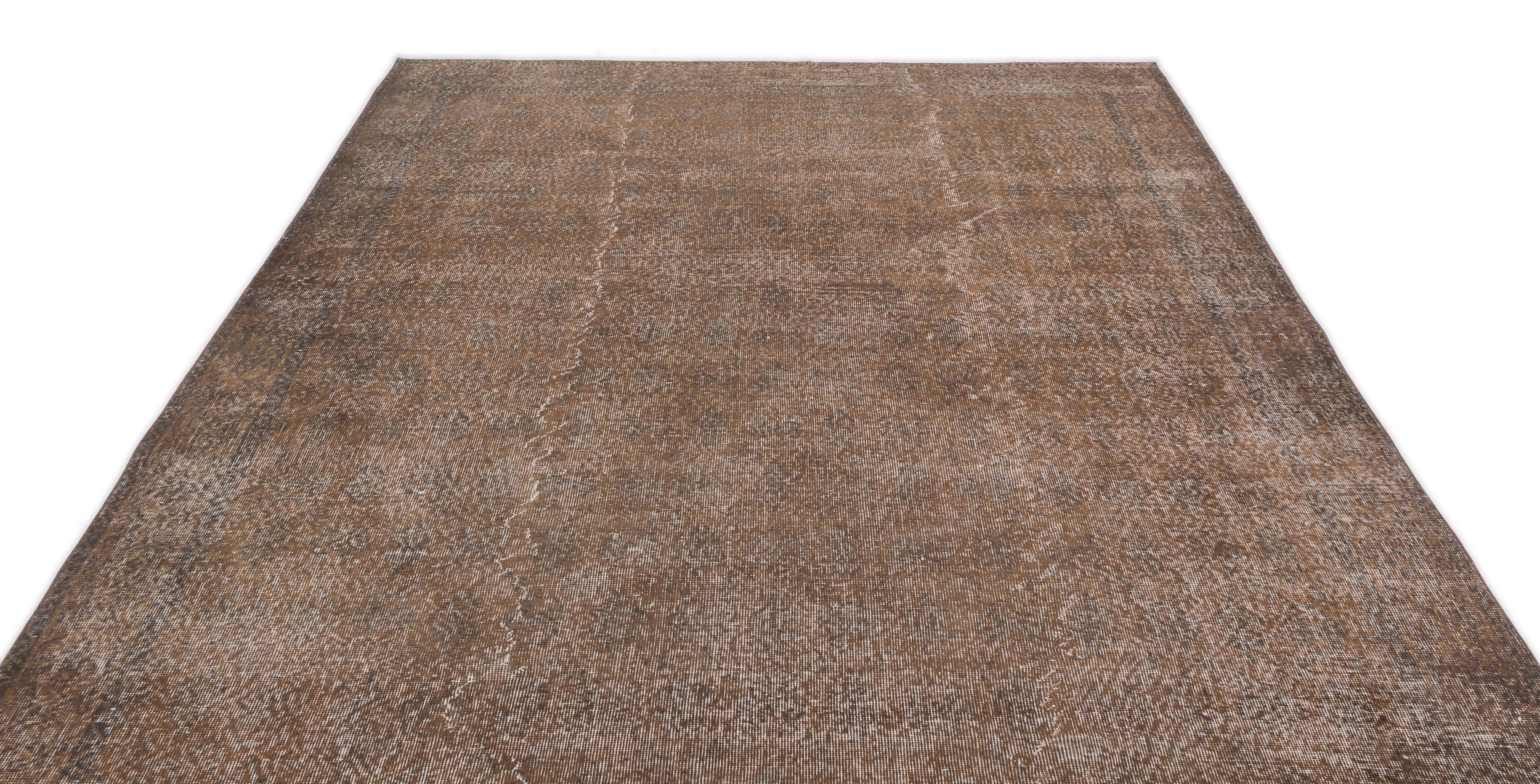 Brown Over Dyed Vintage Rug 7'1'' x 10'5'' ft 216 x 317 cm