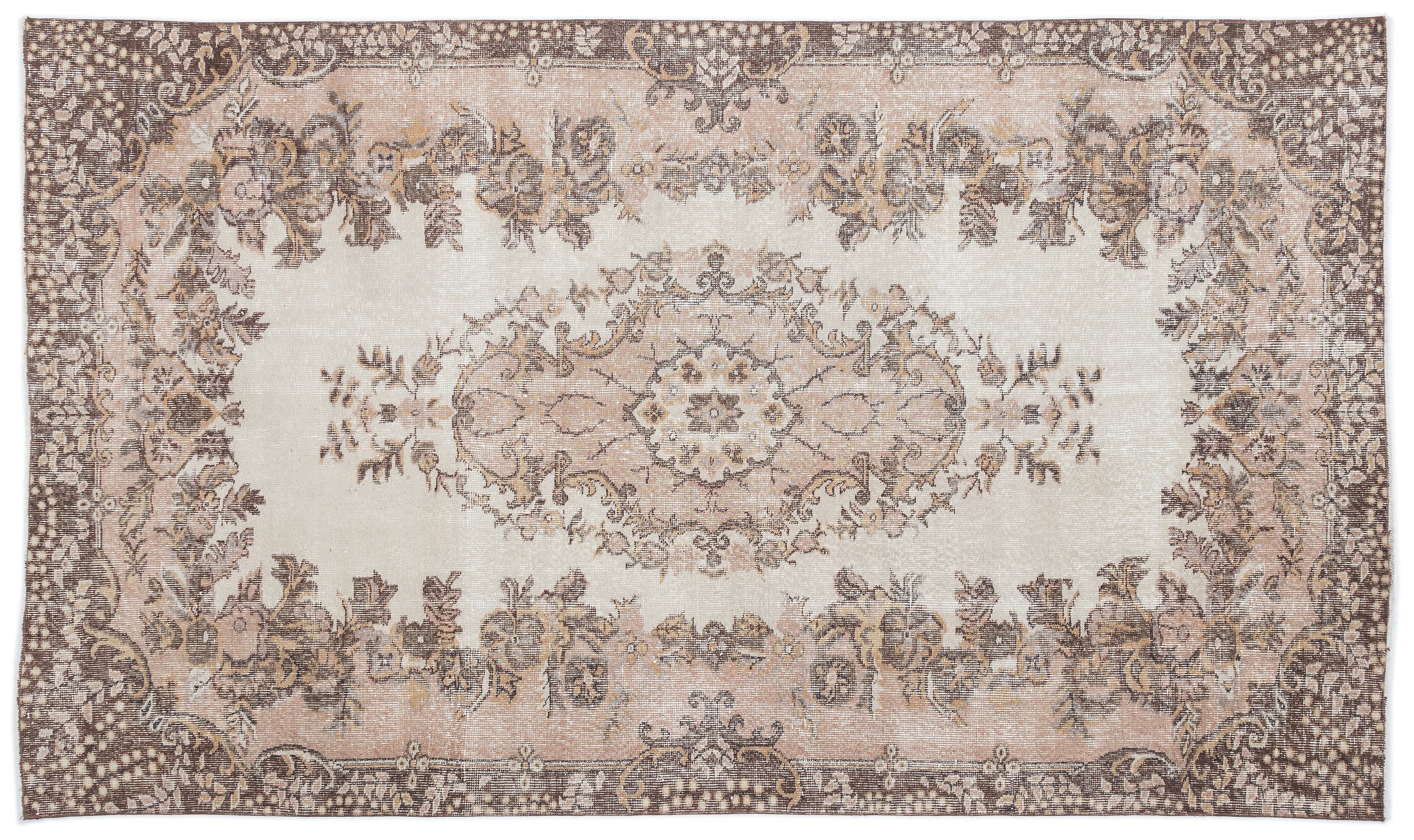 Beige Over Dyed Vintage Rug 5'9'' x 9'10'' ft 176 x 300 cm