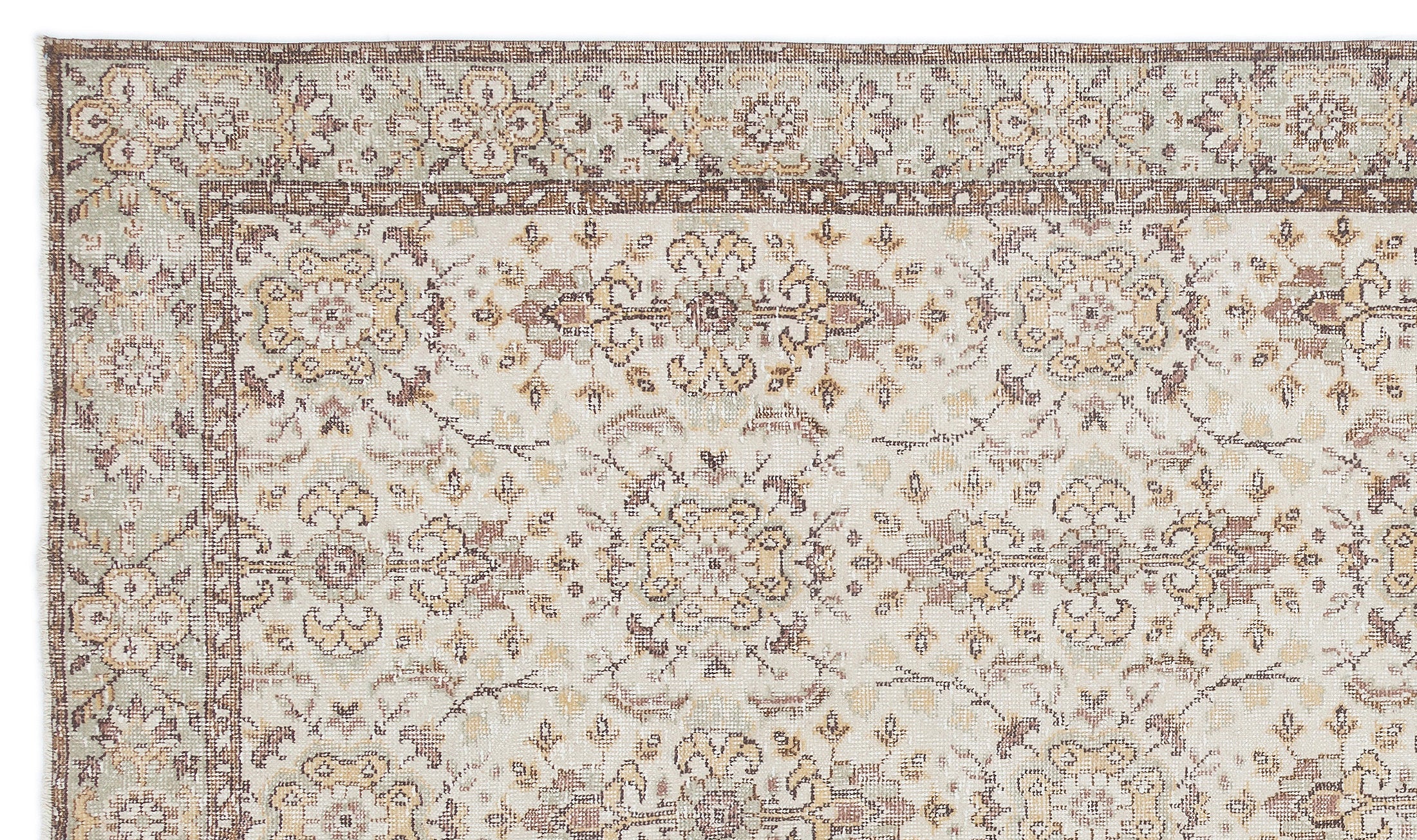 Beige Over Dyed Vintage Rug 5'10'' x 9'11'' ft 179 x 302 cm