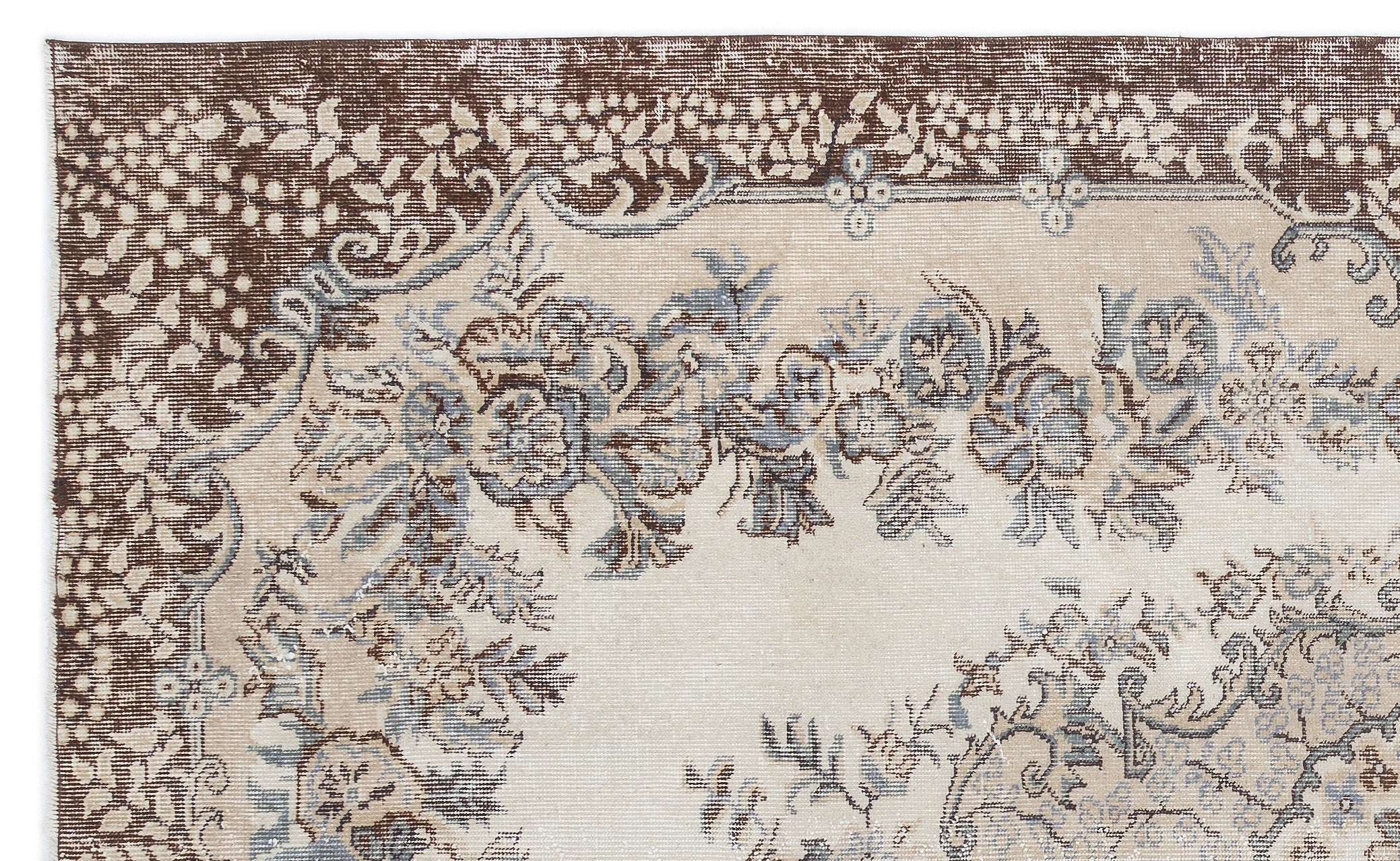 Beige Over Dyed Vintage Rug 5'9'' x 9'6'' ft 175 x 290 cm