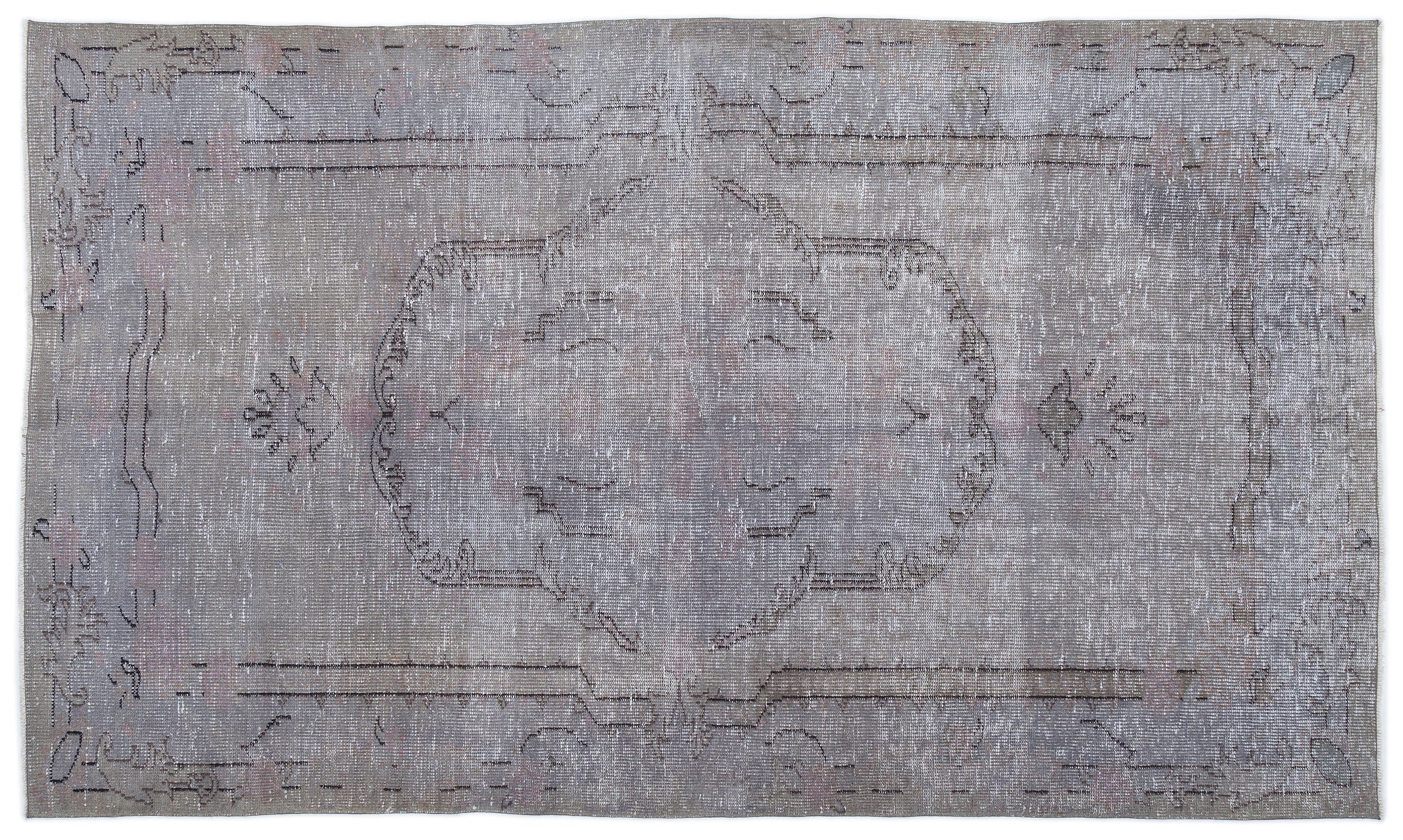 Gray Over Dyed Vintage Rug 5'4'' x 9'0'' ft 162 x 275 cm
