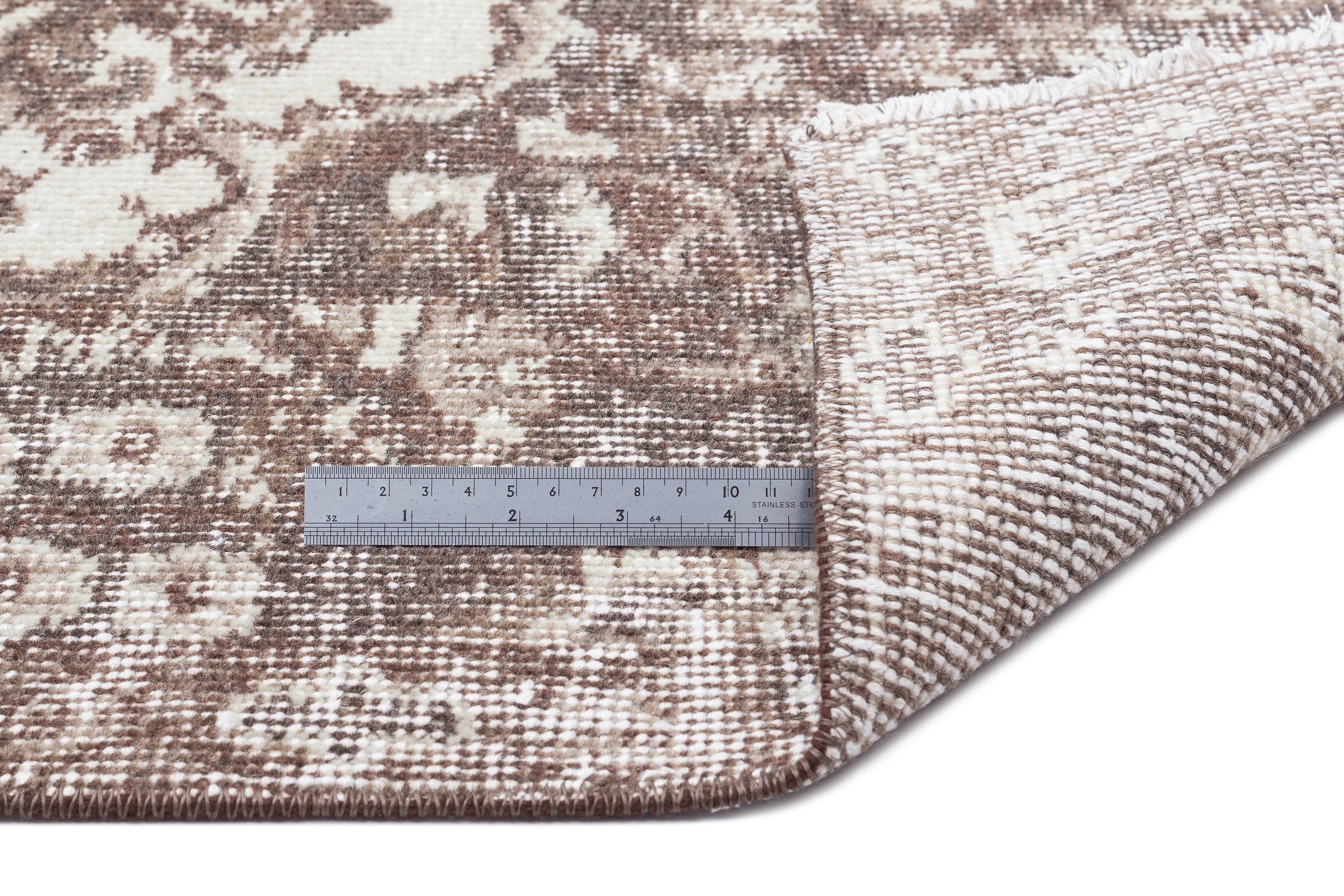 Beige Over Dyed Vintage Rug 5'6'' x 9'2'' ft 168 x 280 cm