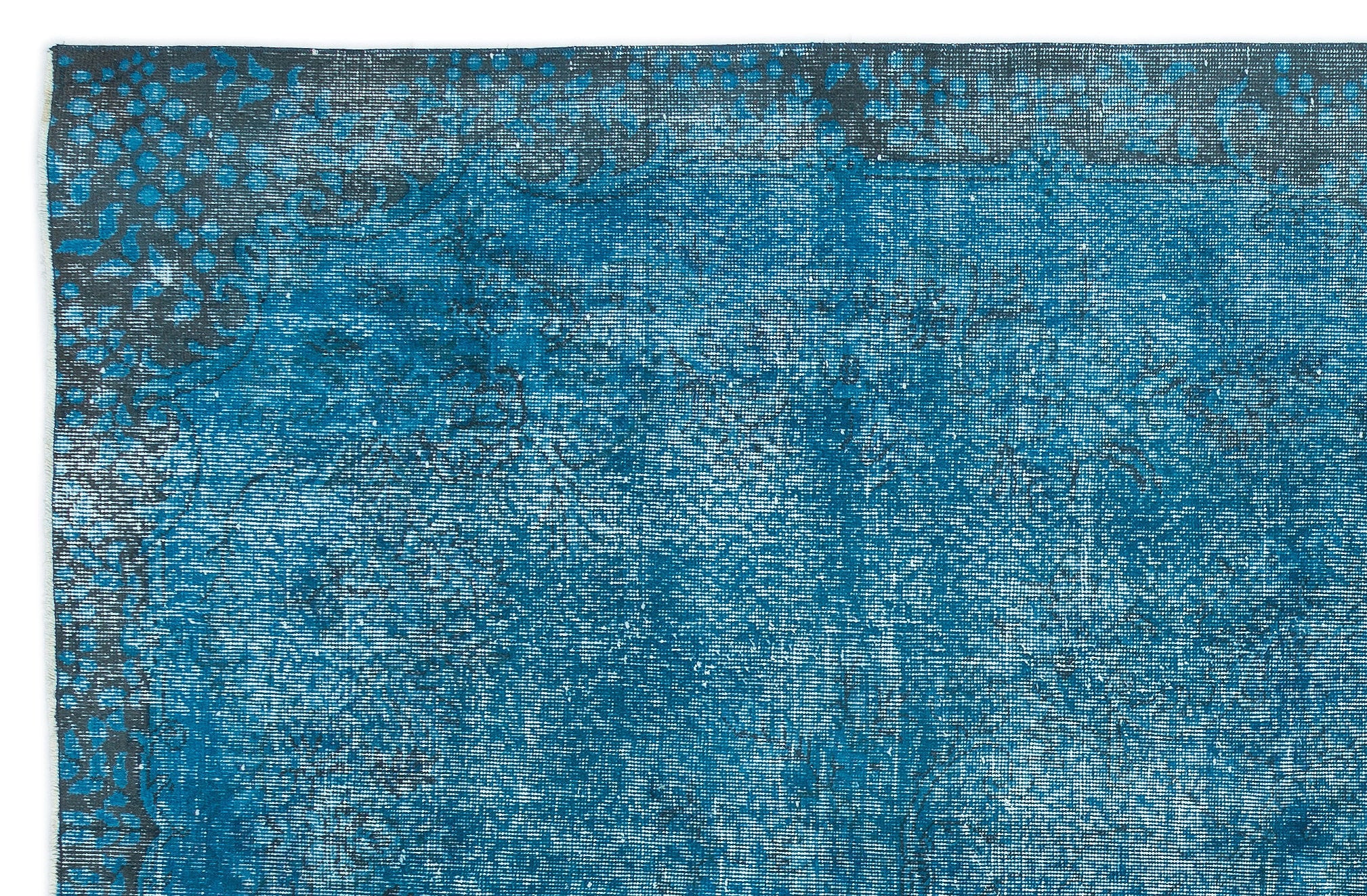 Turquoise Over Dyed Vintage Rug 6'2'' x 9'7'' ft 188 x 291 cm