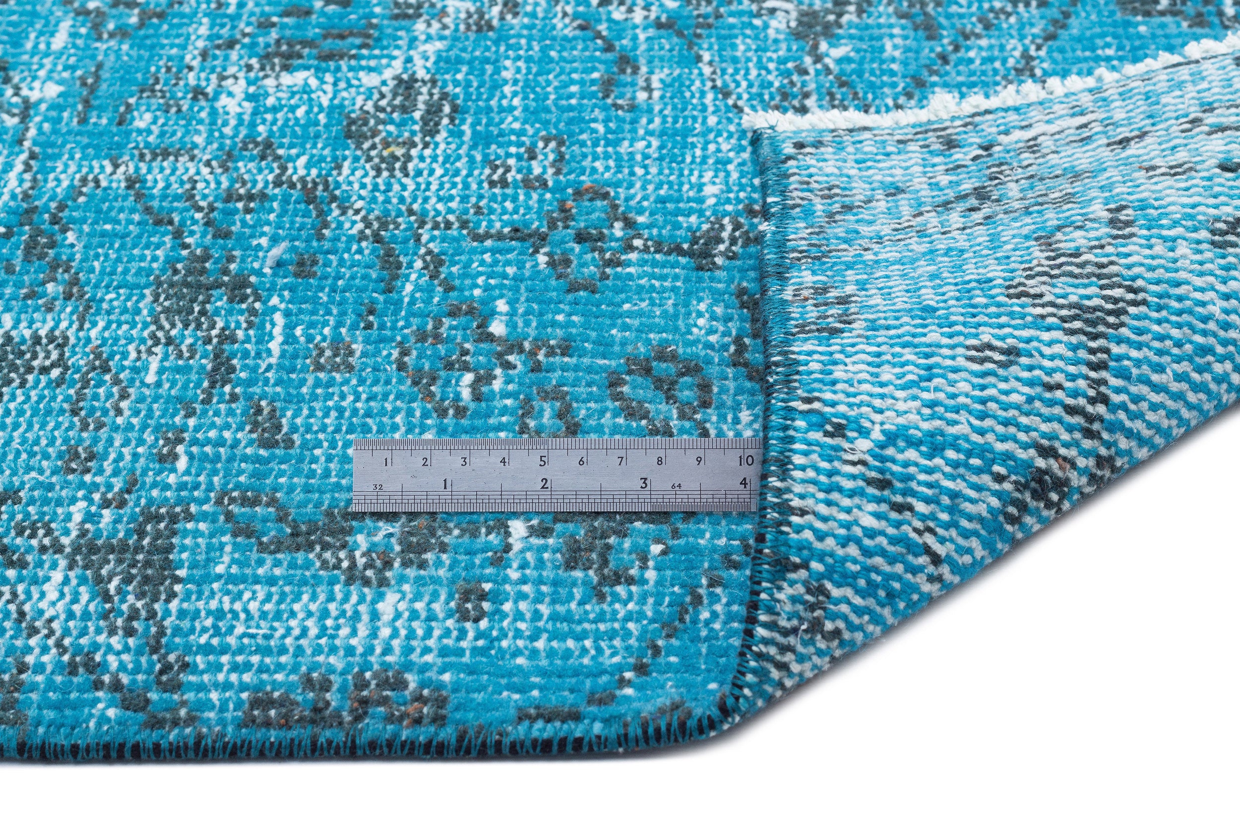 Turquoise Over Dyed Vintage Rug 5'7'' x 8'6'' ft 170 x 258 cm