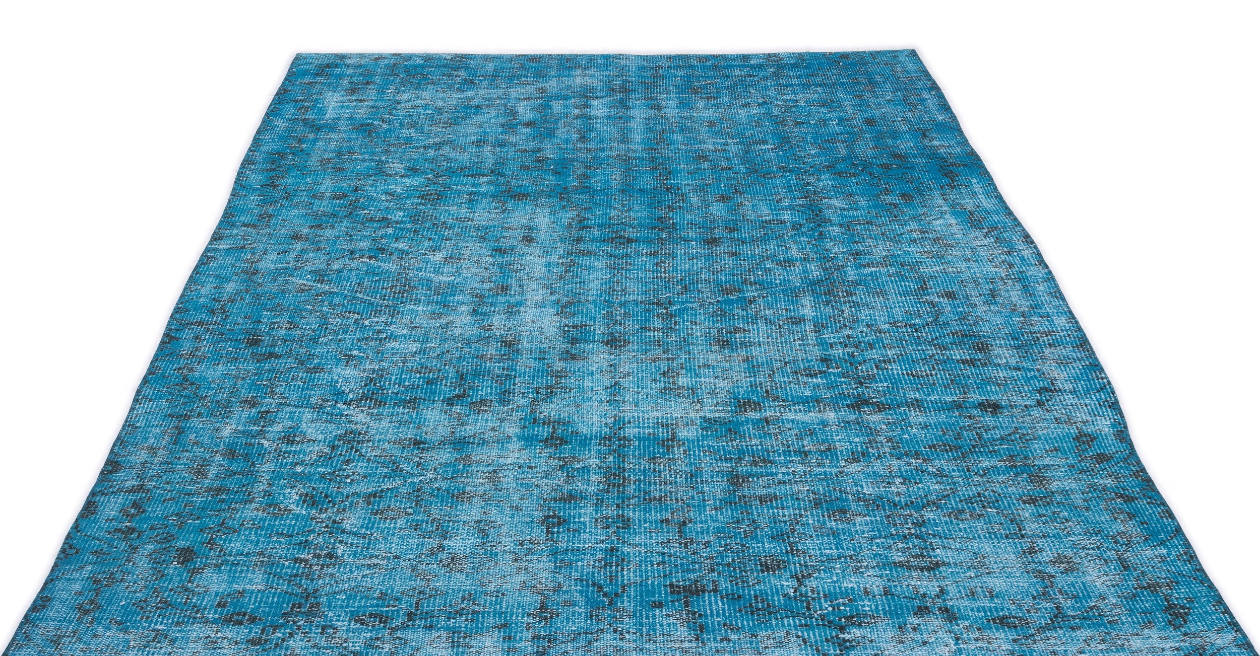 Turquoise Over Dyed Vintage Rug 5'7'' x 8'6'' ft 170 x 258 cm