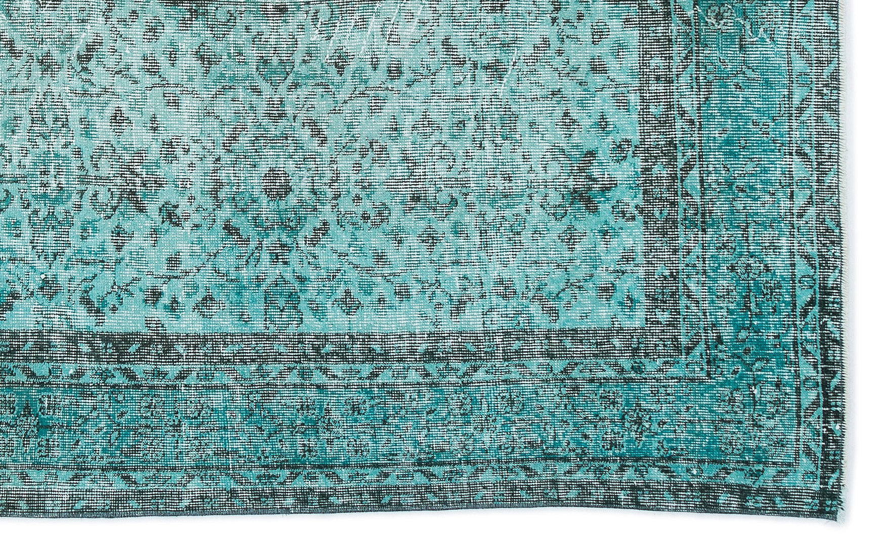 Turquoise Over Dyed Vintage Rug 4'11'' x 8'3'' ft 151 x 251 cm