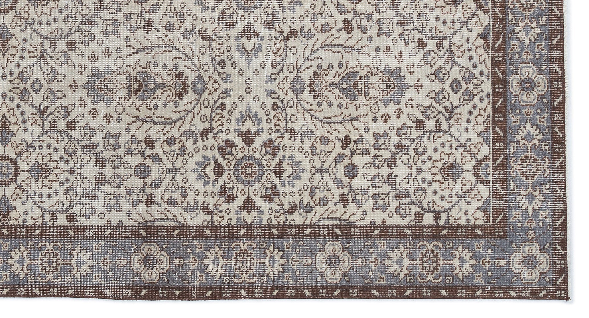 Beige Over Dyed Vintage Rug 5'1'' x 9'5'' ft 156 x 286 cm