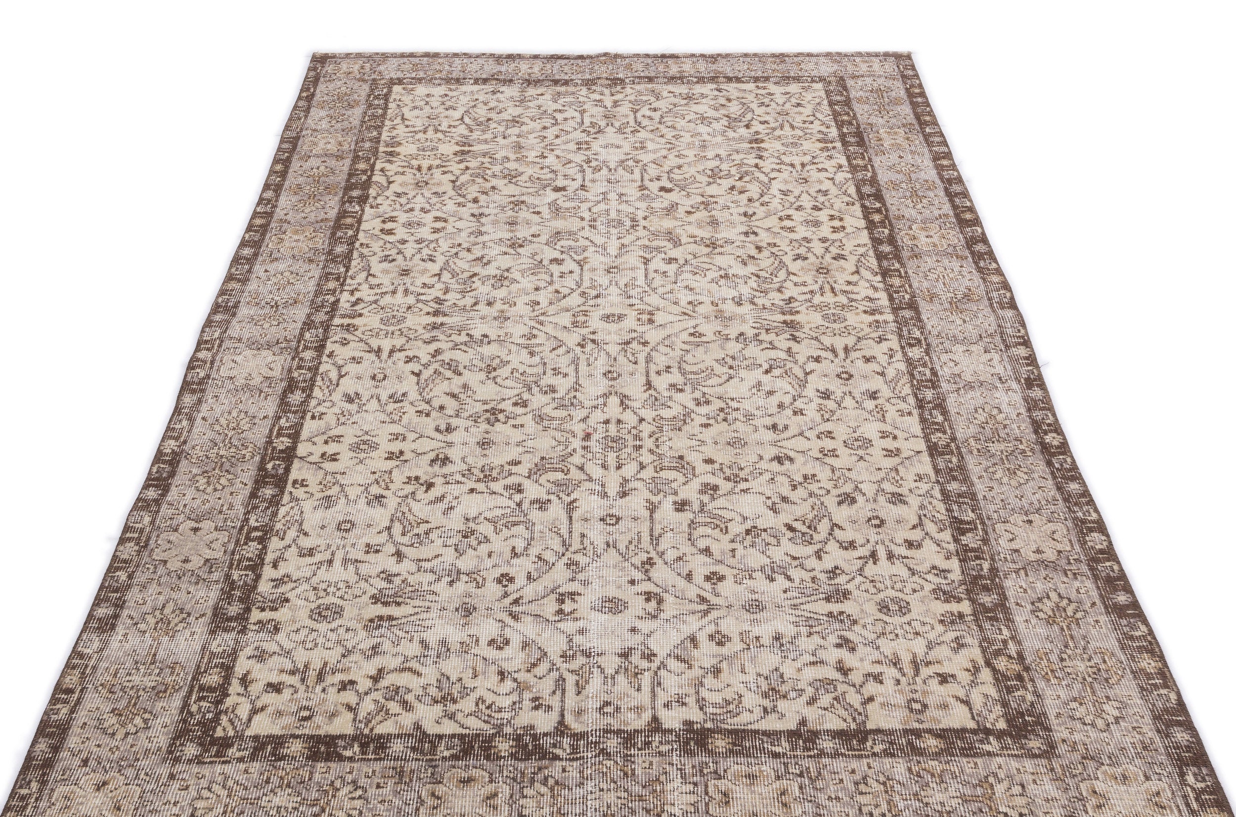 Beige Over Dyed Vintage Rug 4'8'' x 8'9'' ft 142 x 267 cm