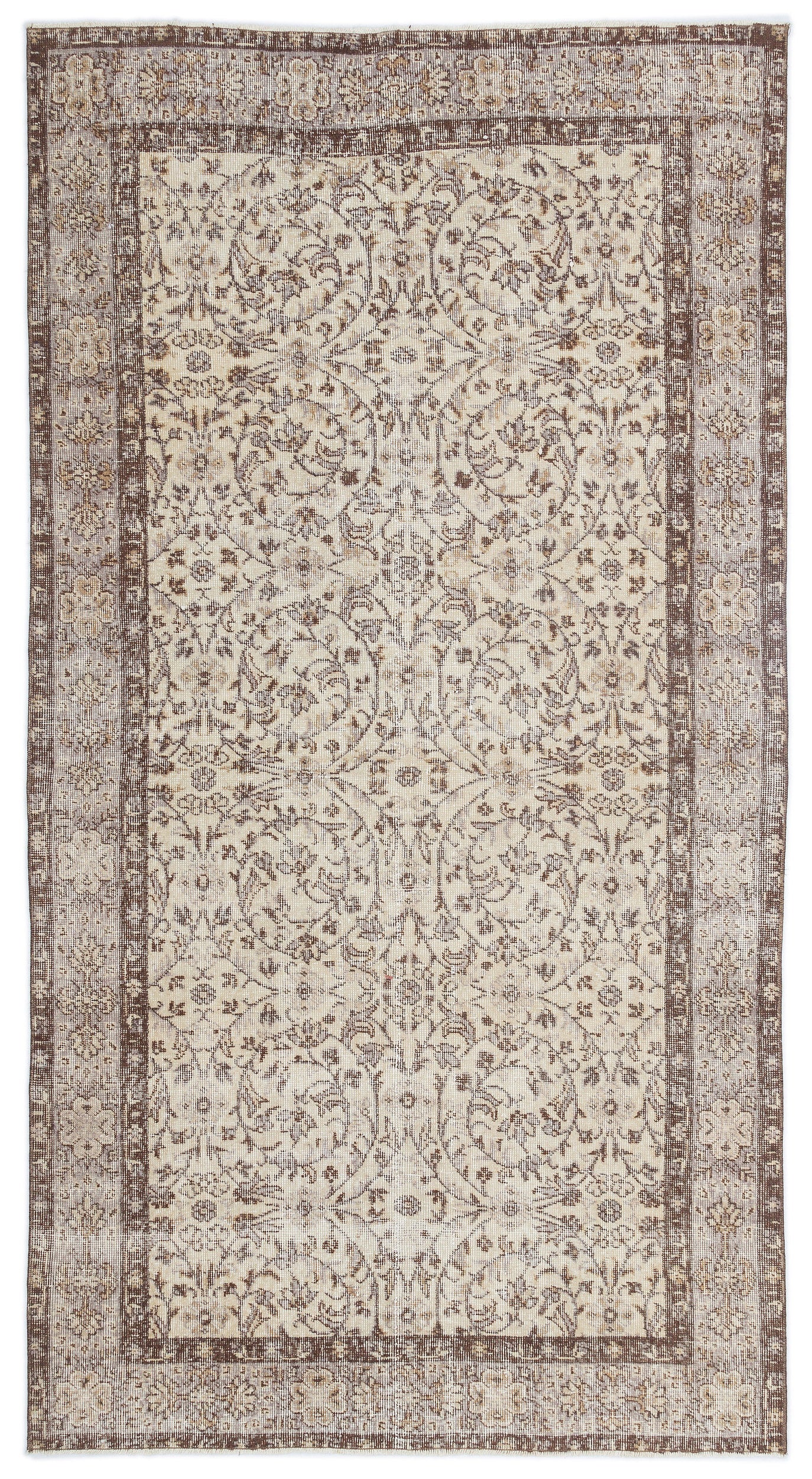 Beige Over Dyed Vintage Rug 4'8'' x 8'9'' ft 142 x 267 cm
