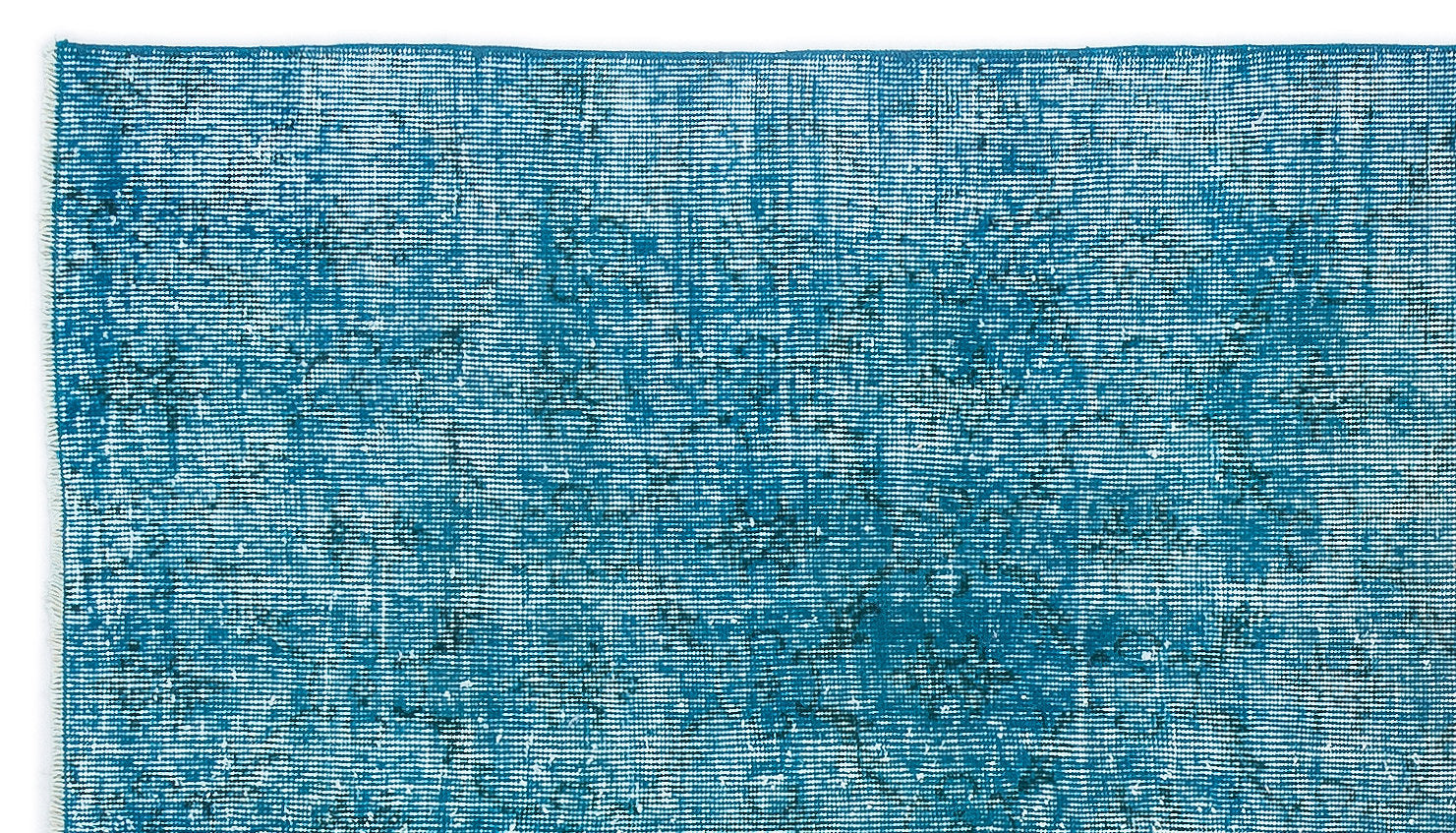 Turquoise Over Dyed Vintage Rug 3'11'' x 6'11'' ft 119 x 210 cm