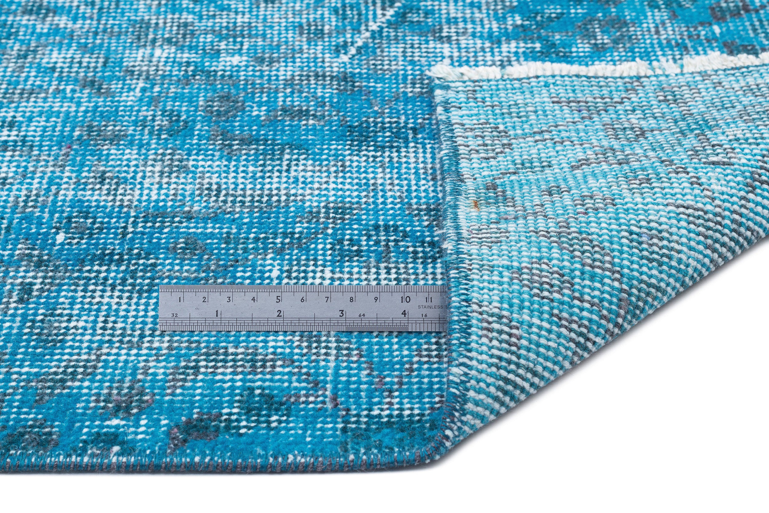 Turquoise Over Dyed Vintage Rug 5'1'' x 8'6'' ft 155 x 260 cm