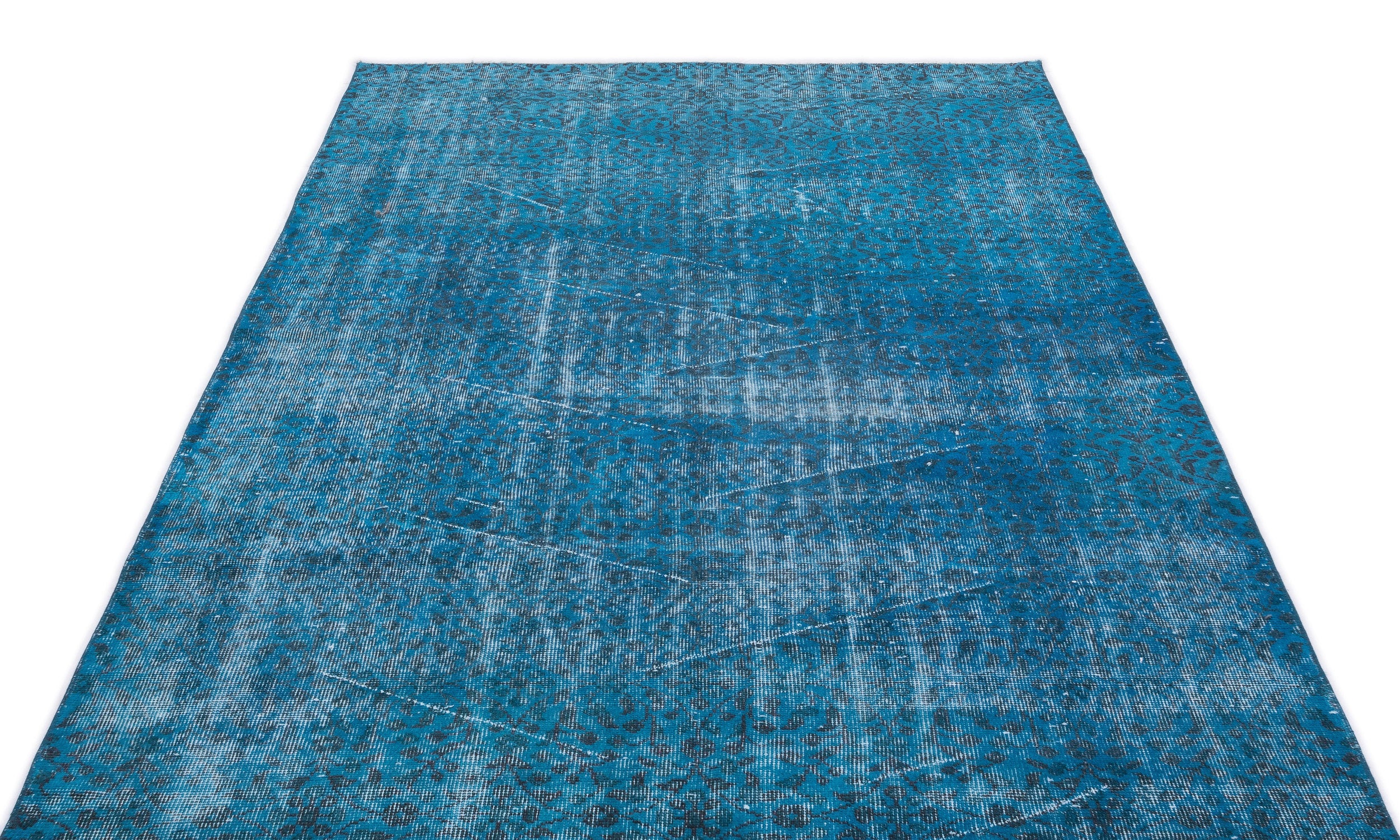 Turquoise Over Dyed Vintage Rug 5'1'' x 8'6'' ft 155 x 260 cm