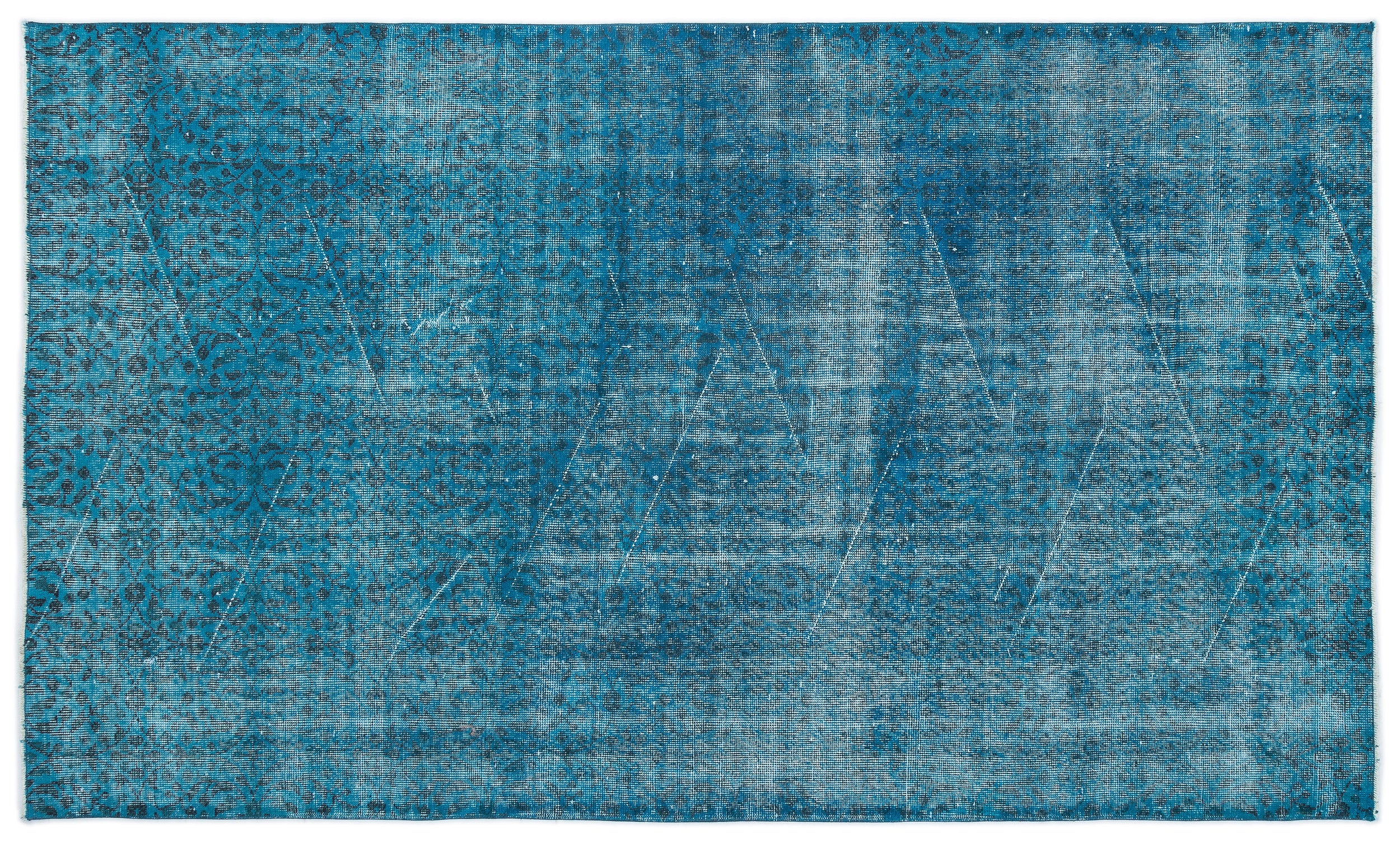 Turquoise Over Dyed Vintage Rug 5'1'' x 8'6'' ft 155 x 260 cm
