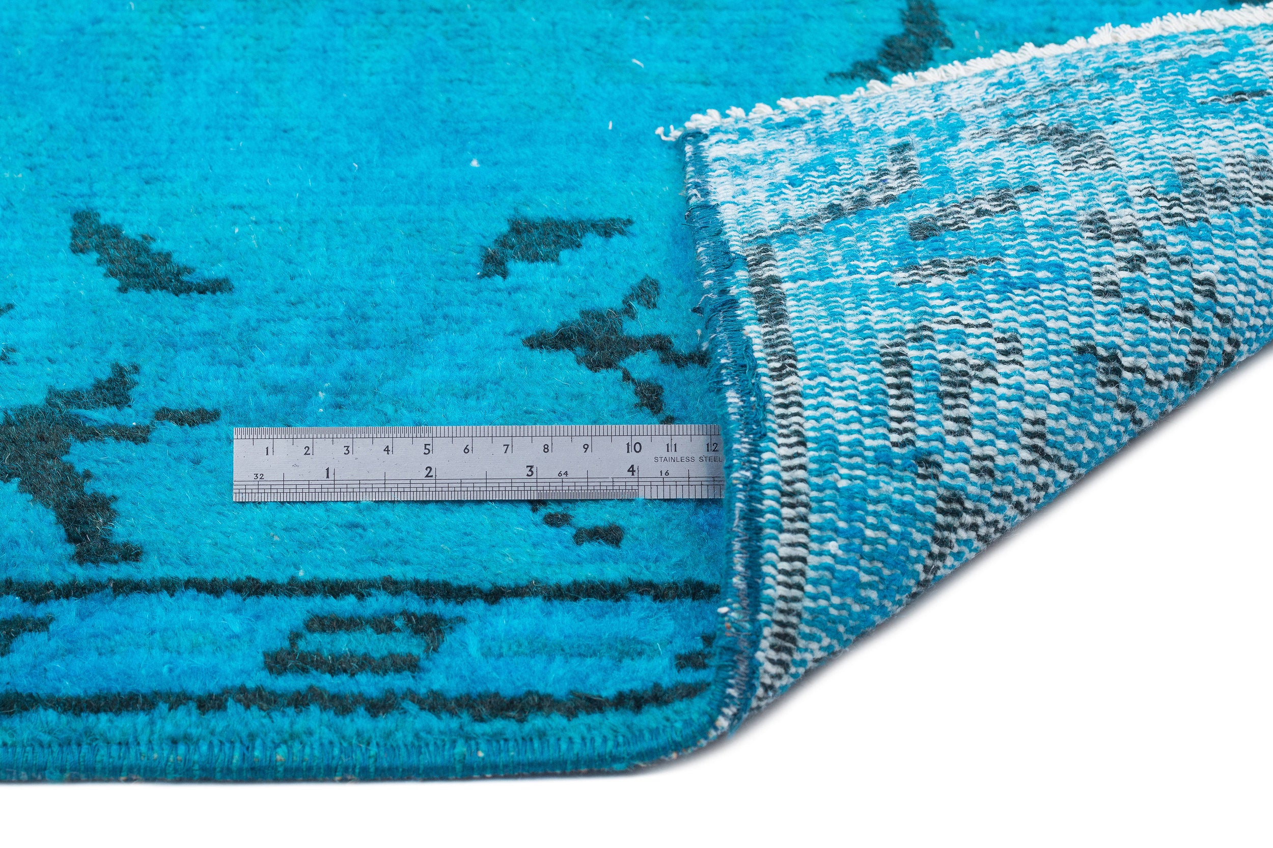 Turquoise Over Dyed Vintage Rug 5'1'' x 9'3'' ft 156 x 282 cm