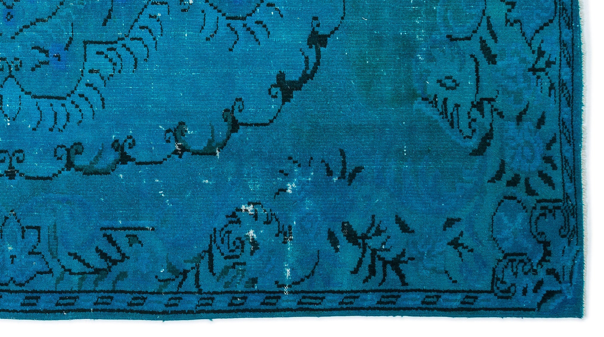 Turquoise Over Dyed Vintage Rug 5'1'' x 9'3'' ft 156 x 282 cm