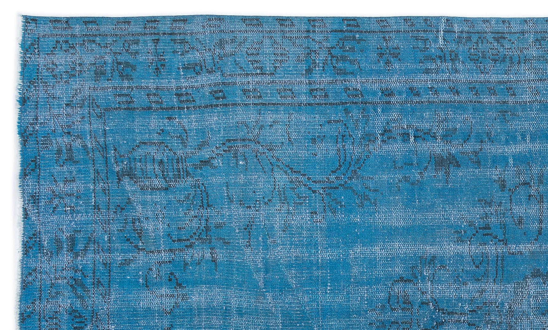 Turquoise Over Dyed Vintage Rug 4'10'' x 8'1'' ft 147 x 247 cm