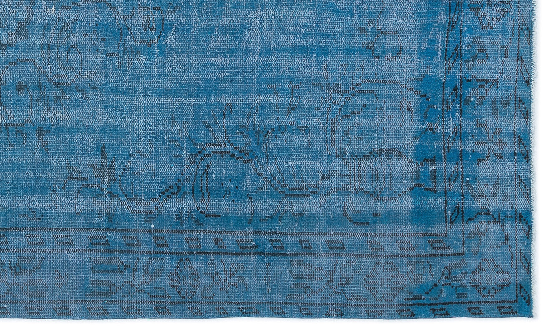 Turquoise Over Dyed Vintage Rug 4'10'' x 8'1'' ft 147 x 247 cm