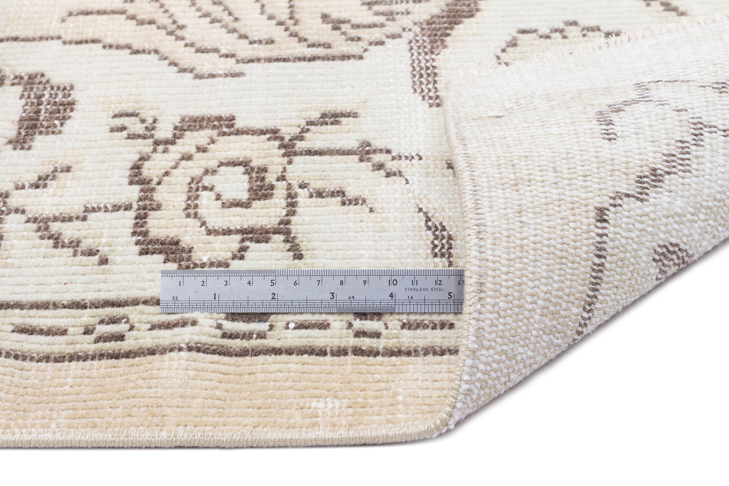 Beige Over Dyed Vintage Rug 5'8'' x 8'1'' ft 172 x 247 cm