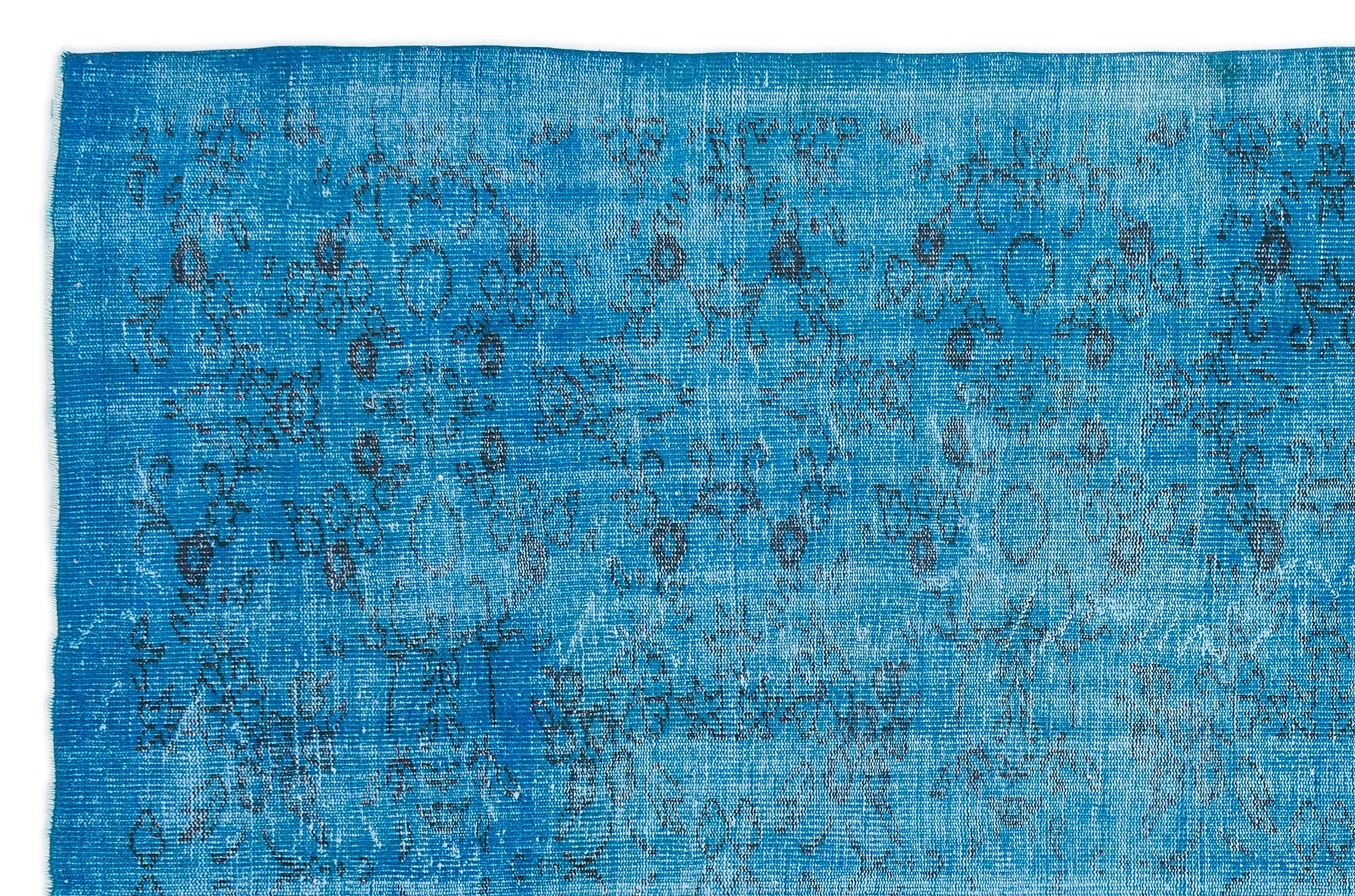 Turquoise Over Dyed Vintage Rug 6'11'' x 10'7'' ft 211 x 323 cm