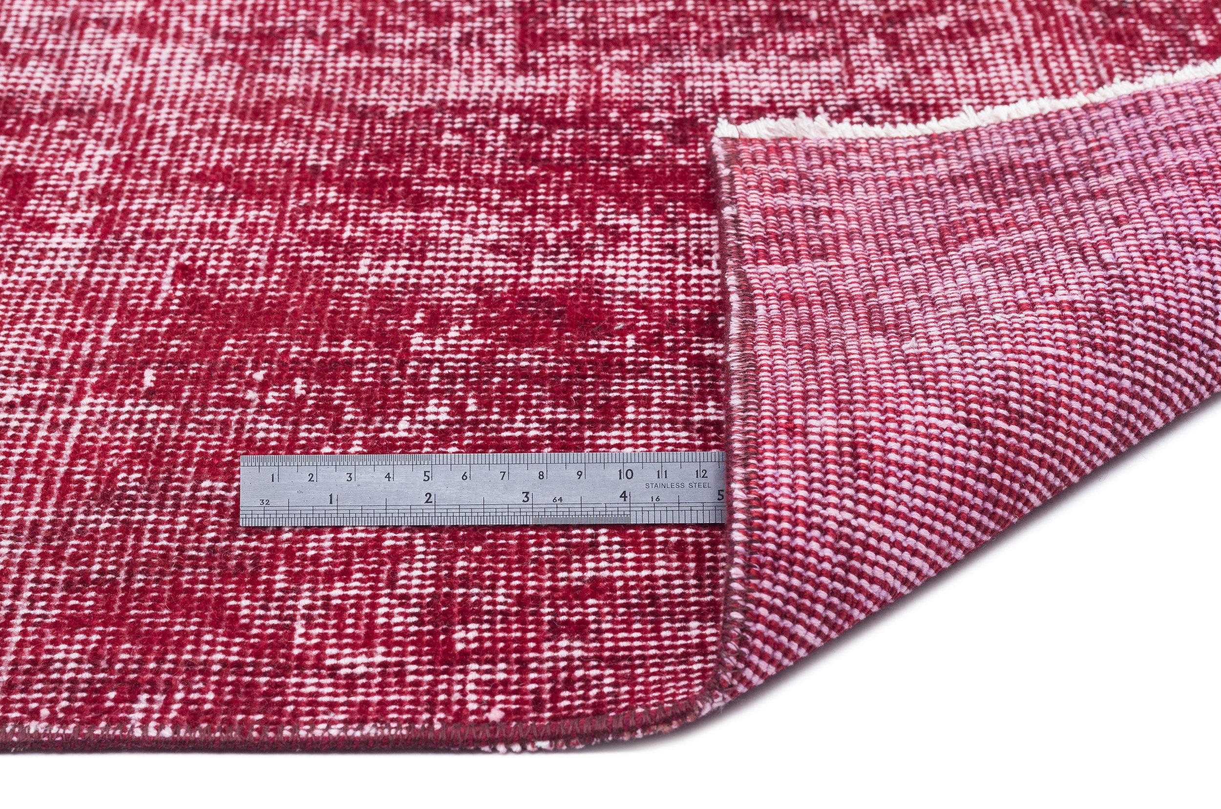 Red Over Dyed Vintage Rug 3'8'' x 6'11'' ft 112 x 210 cm