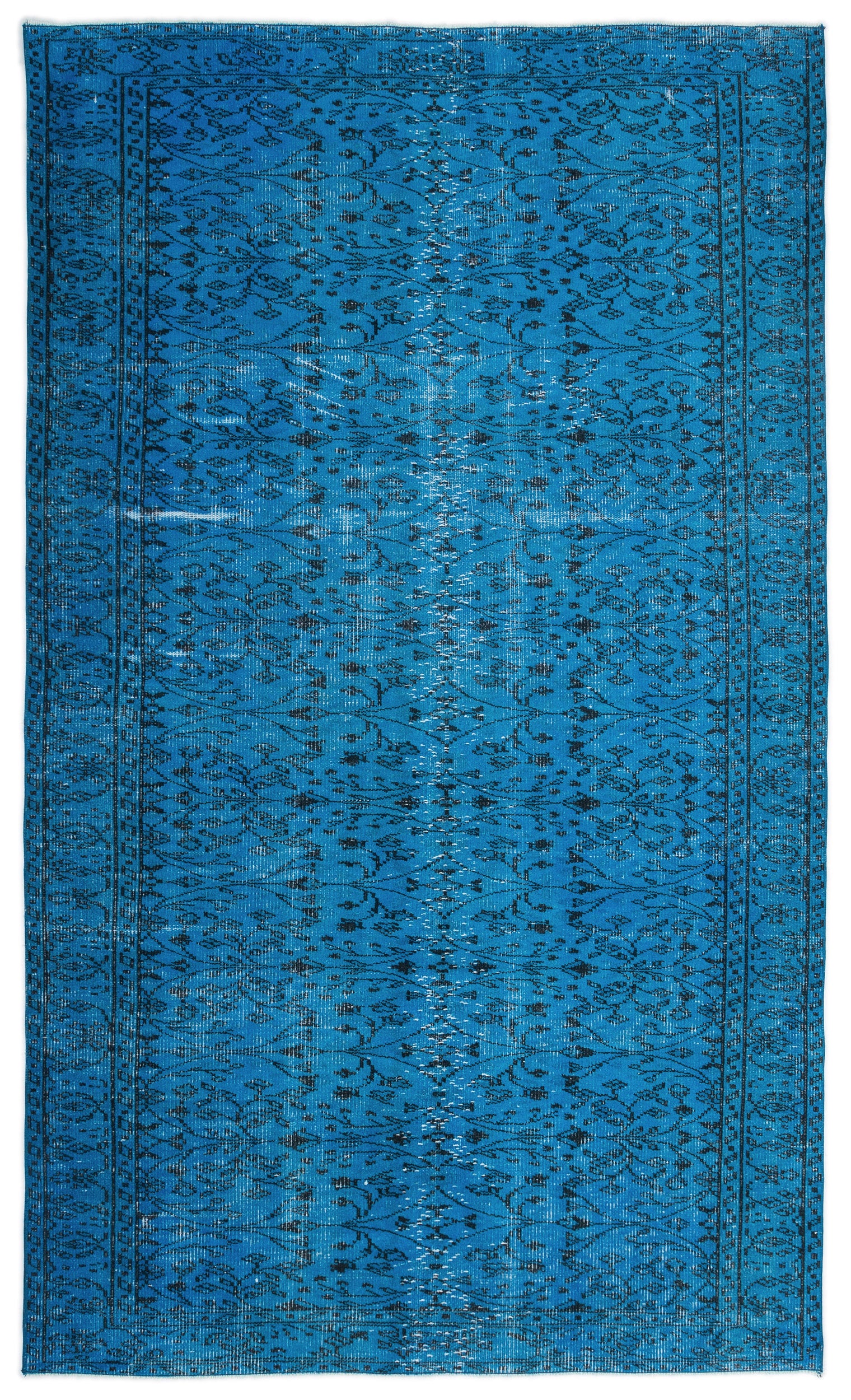 Turquoise Over Dyed Vintage Rug 5'3'' x 8'12'' ft 160 x 274 cm