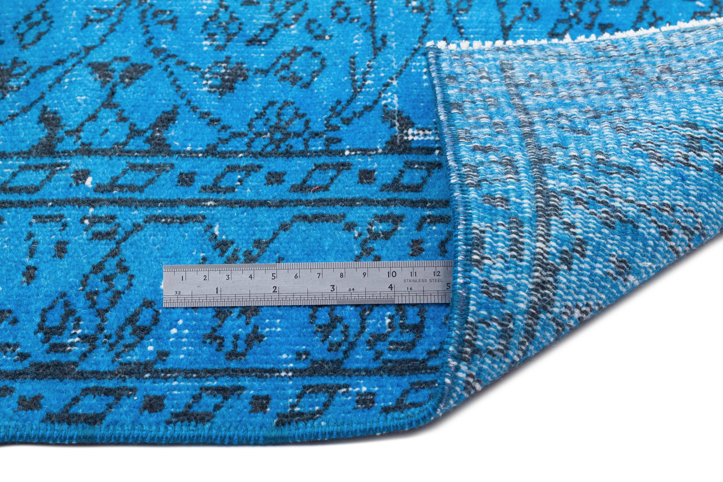 Turquoise Over Dyed Vintage Rug 5'3'' x 8'12'' ft 160 x 274 cm