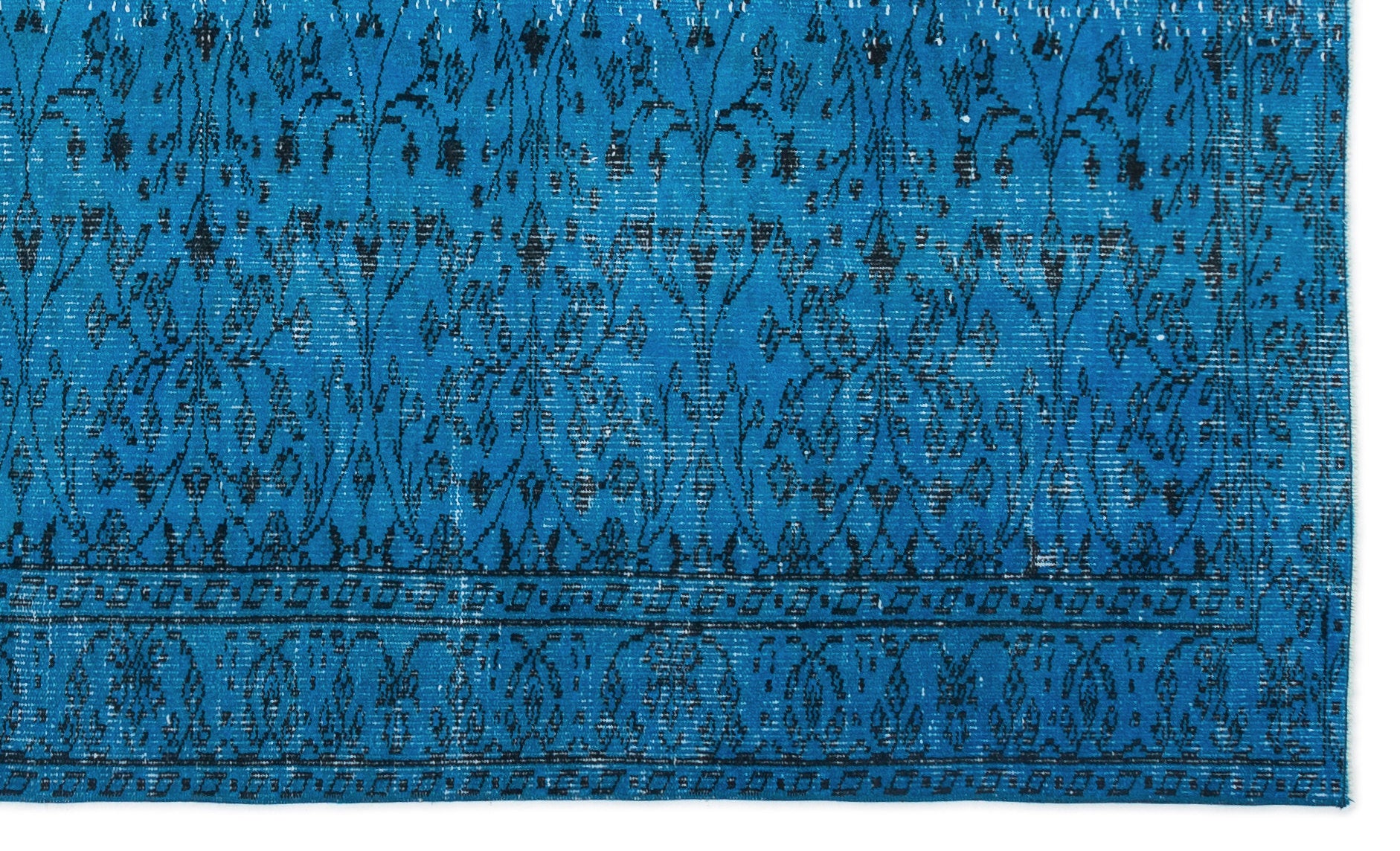 Turquoise Over Dyed Vintage Rug 5'3'' x 8'12'' ft 160 x 274 cm