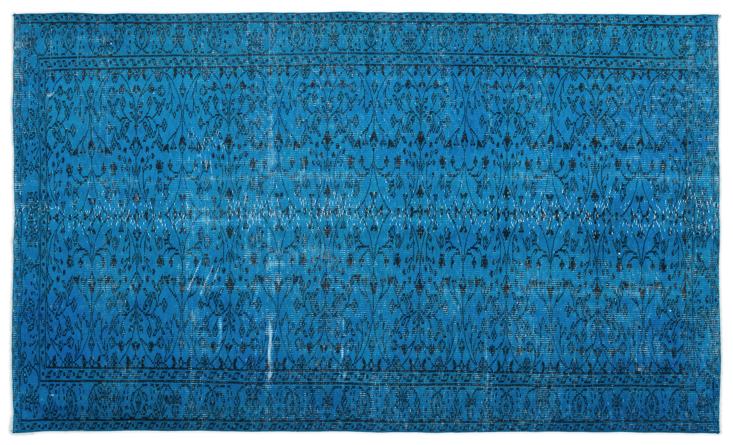 Turquoise Over Dyed Vintage Rug 5'3'' x 8'12'' ft 160 x 274 cm