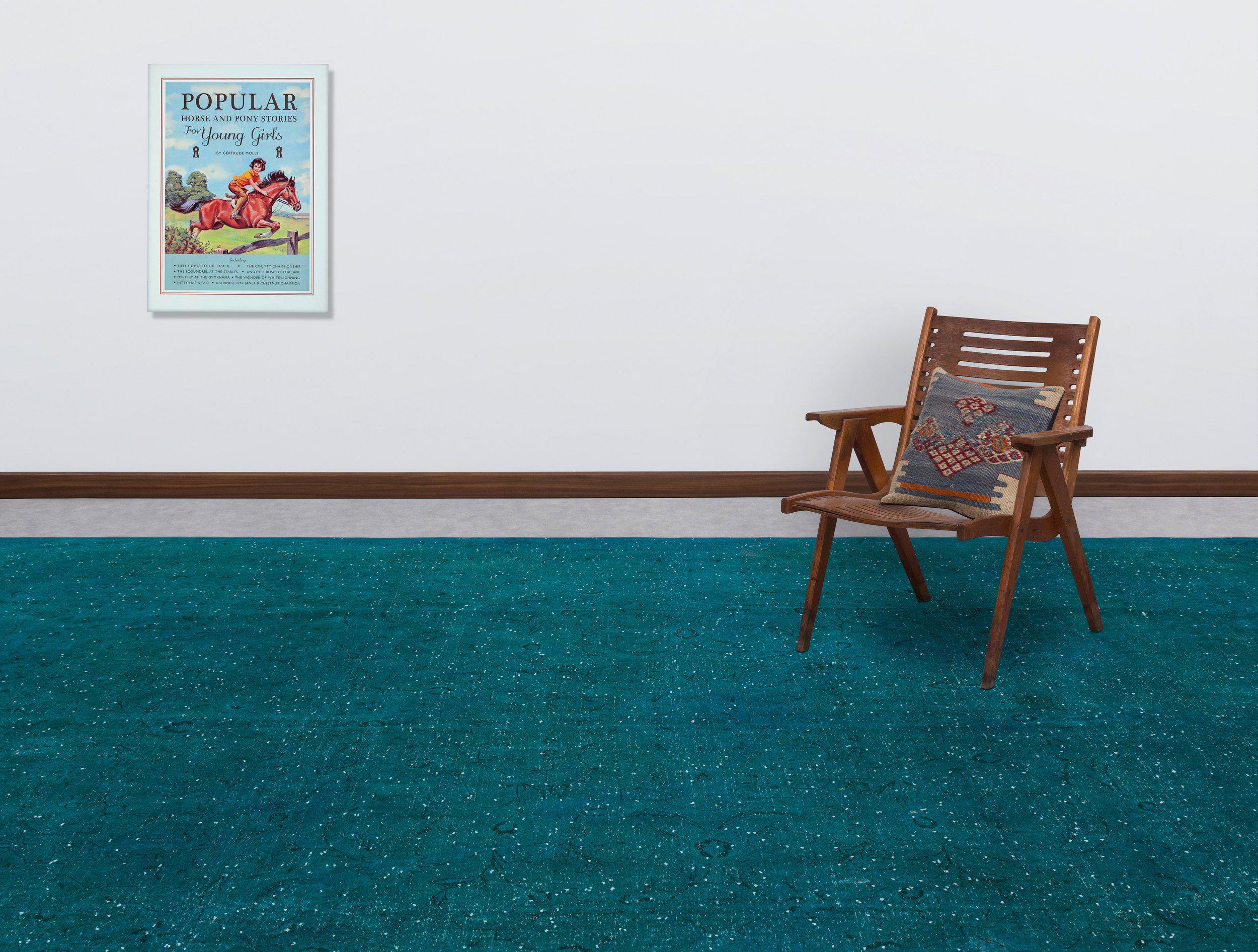 Turquoise Over Dyed Vintage XLarge Rug 9'8'' x 13'3'' ft 294 x 404 cm