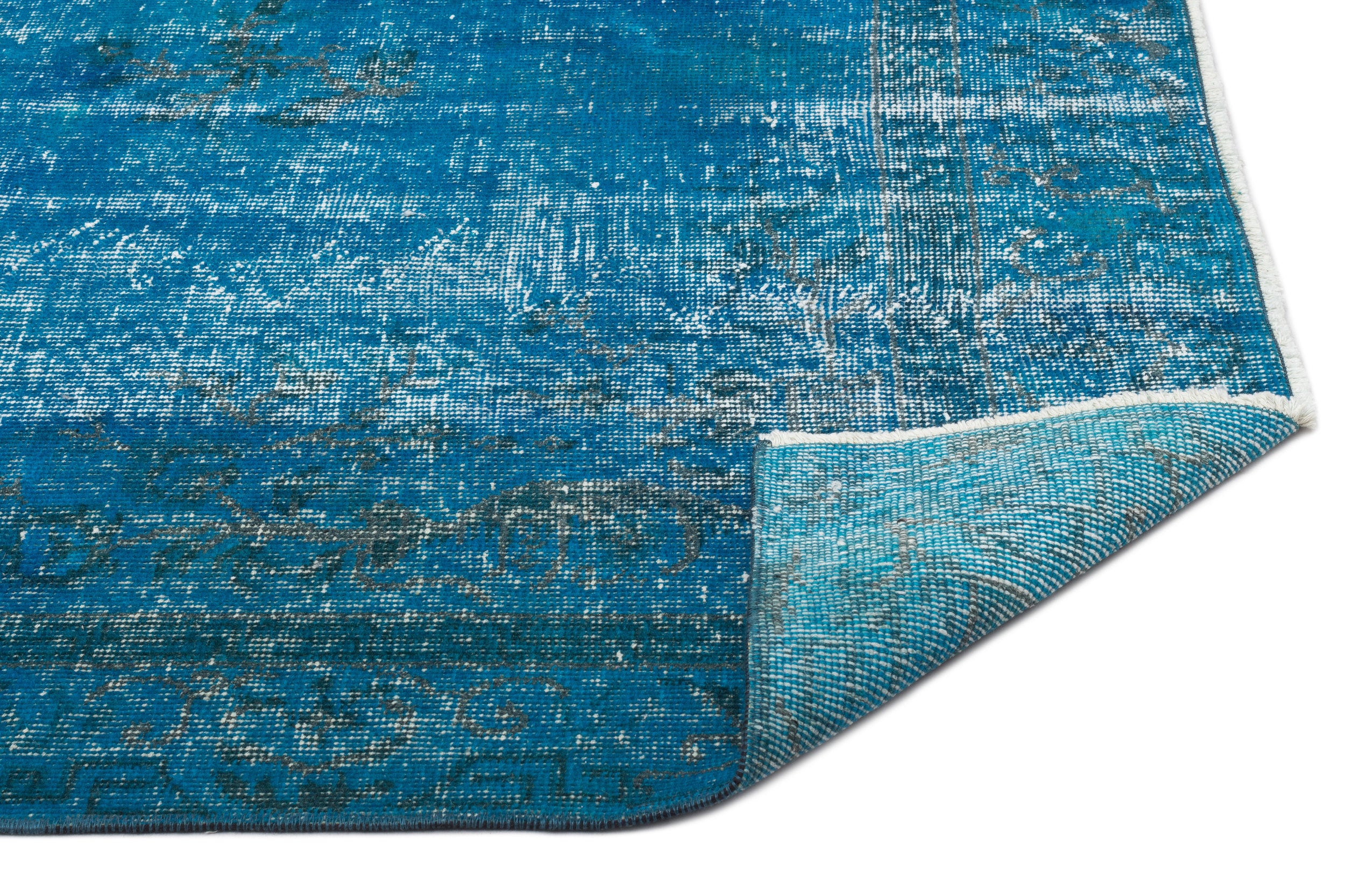 Turquoise Over Dyed Vintage Rug 5'1'' x 8'7'' ft 154 x 262 cm