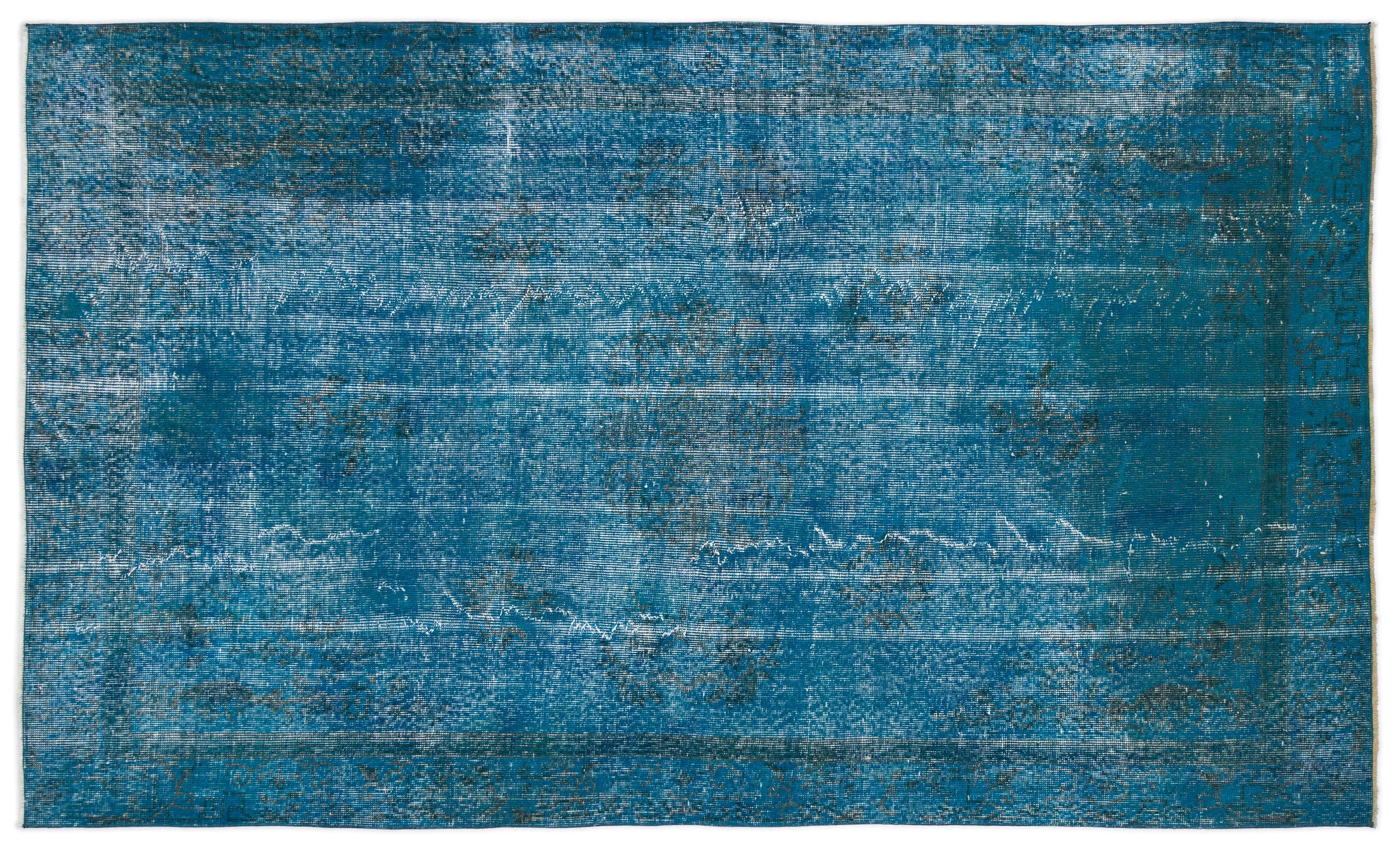 Turquoise Over Dyed Vintage Rug 5'1'' x 8'7'' ft 154 x 262 cm