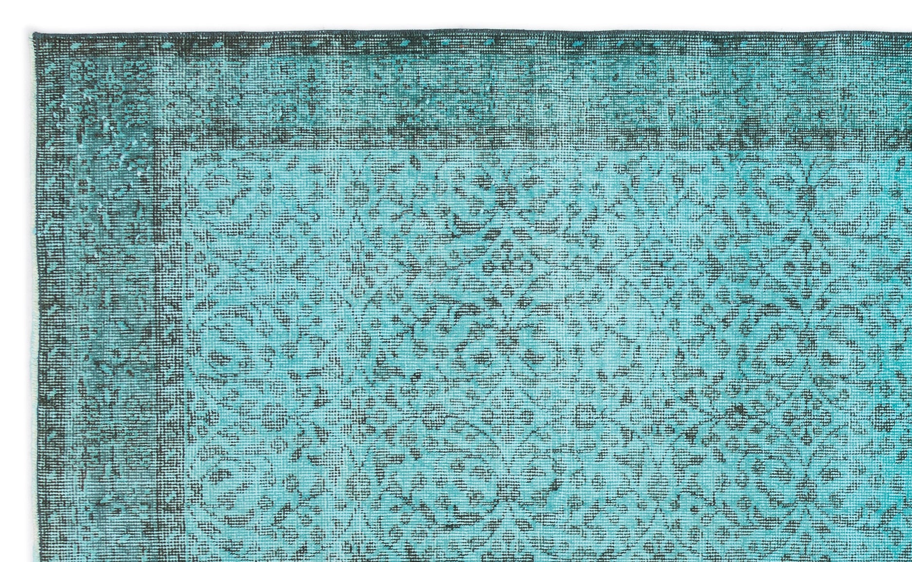 Turquoise Over Dyed Vintage Rug 5'3'' x 8'9'' ft 160 x 267 cm