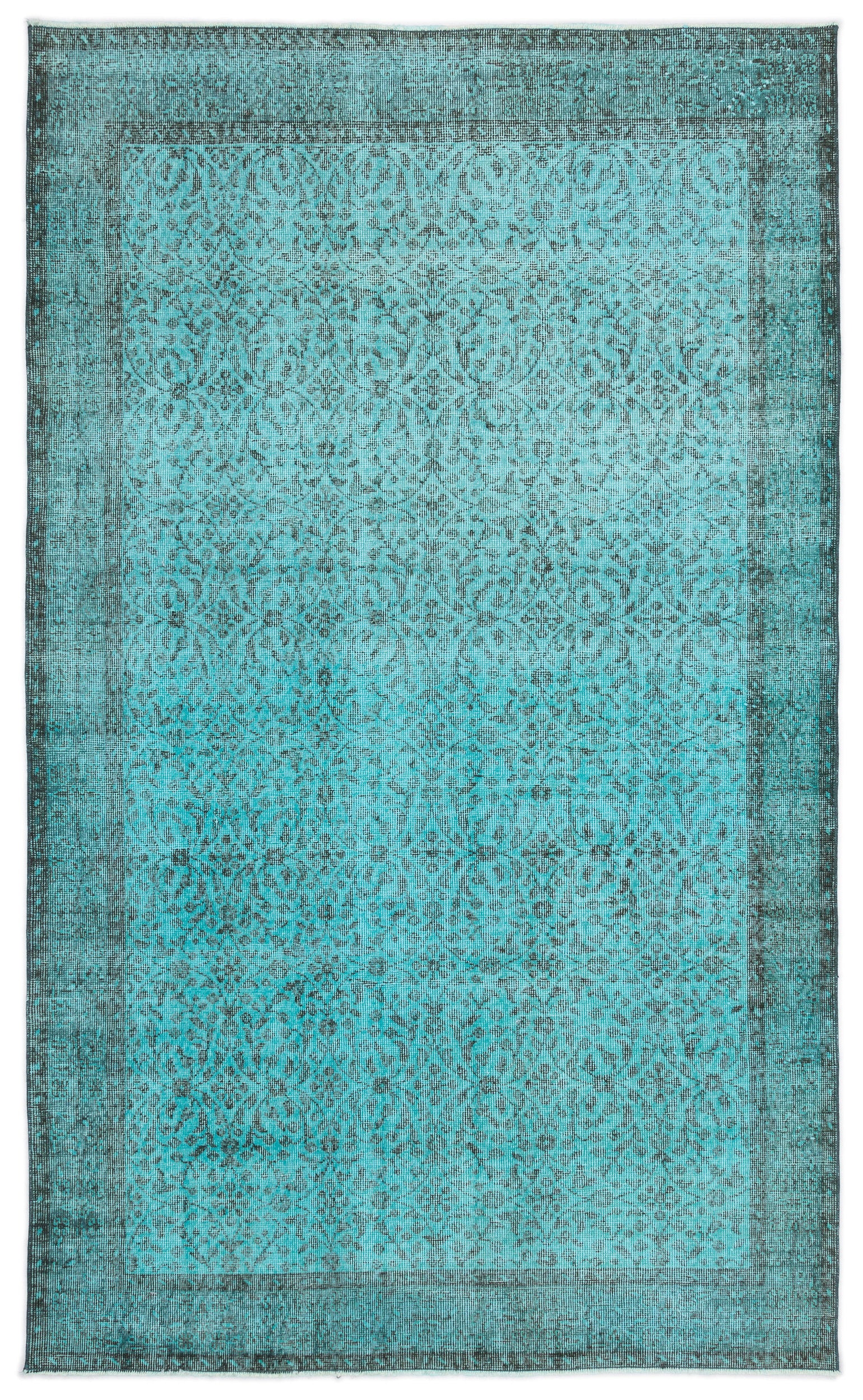 Turquoise Over Dyed Vintage Rug 5'3'' x 8'9'' ft 160 x 267 cm