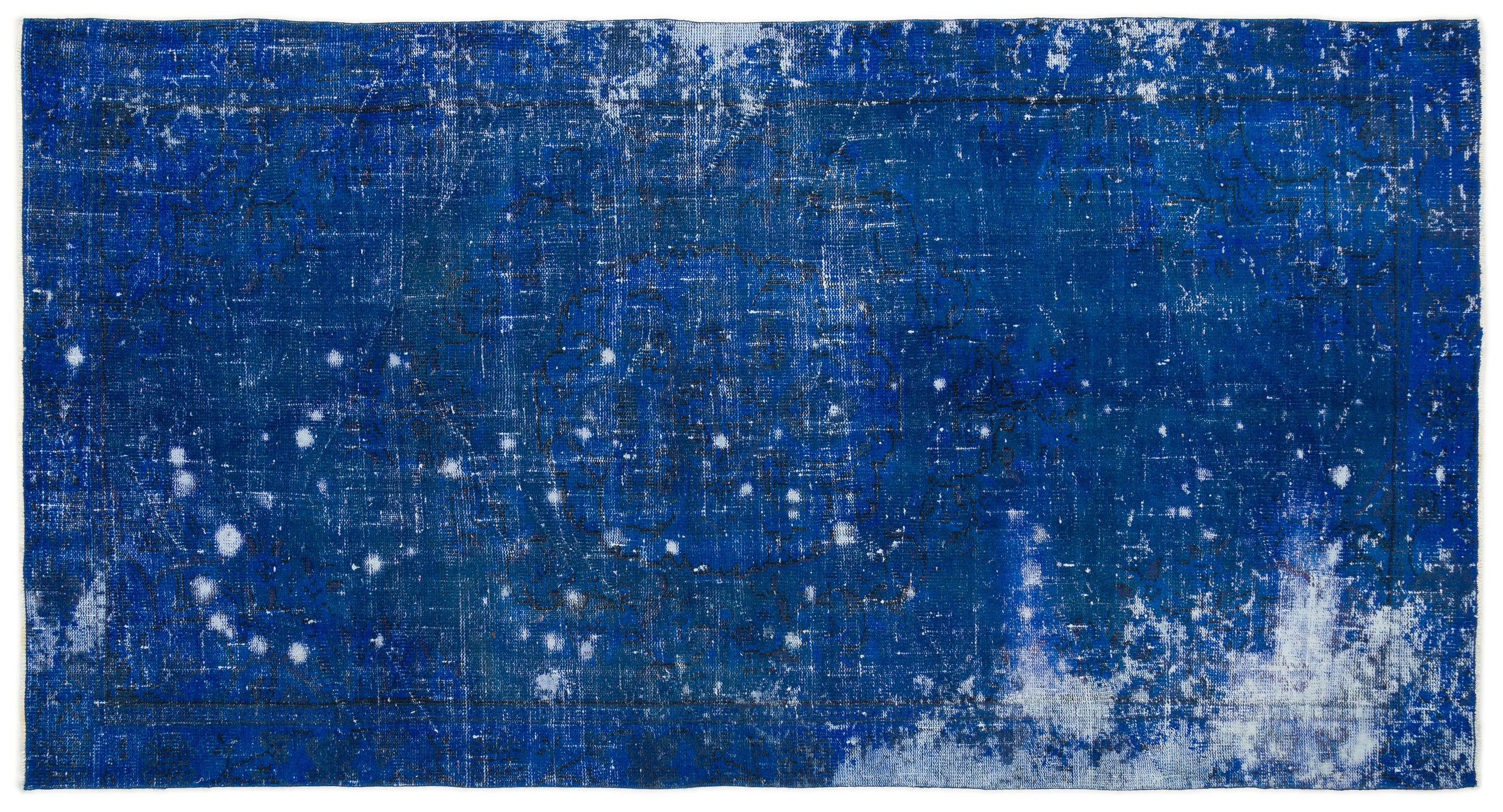 Blue Over Dyed Vintage Rug 4'9'' x 8'11'' ft 144 x 271 cm