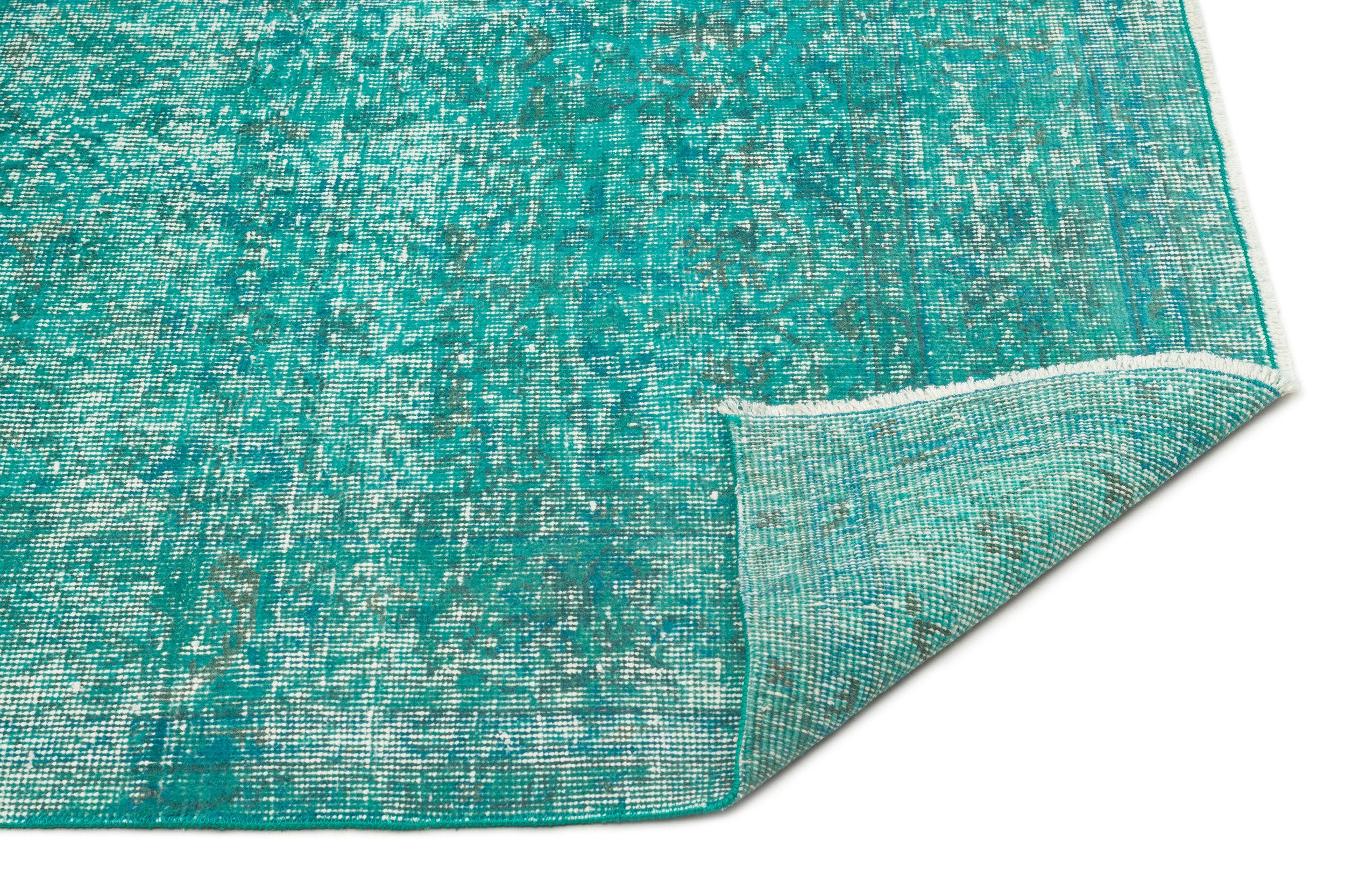 Turquoise Over Dyed Vintage Rug 5'3'' x 8'4'' ft 160 x 254 cm